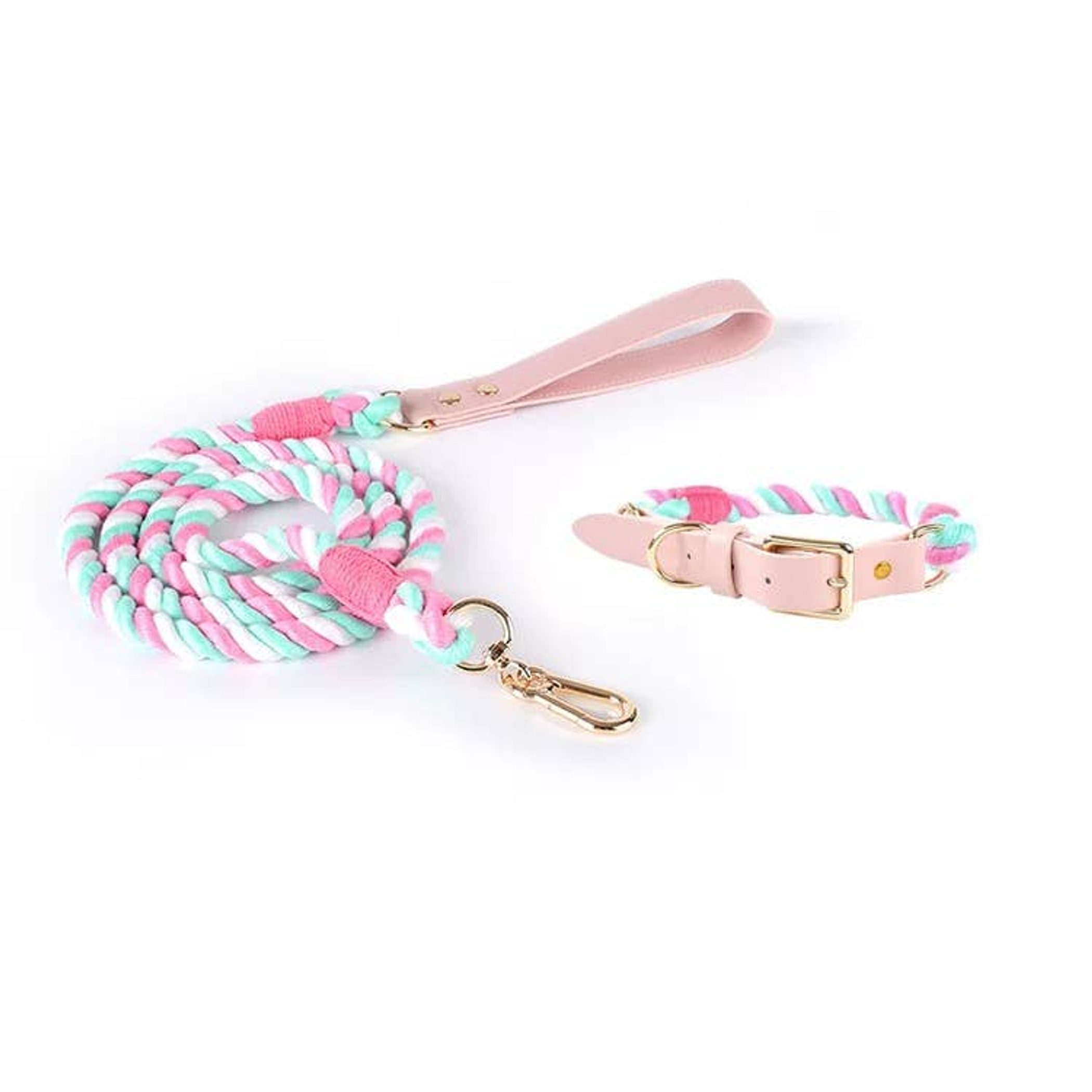 Luxe Royal Leather Rope Leash and Collar Set Image 1