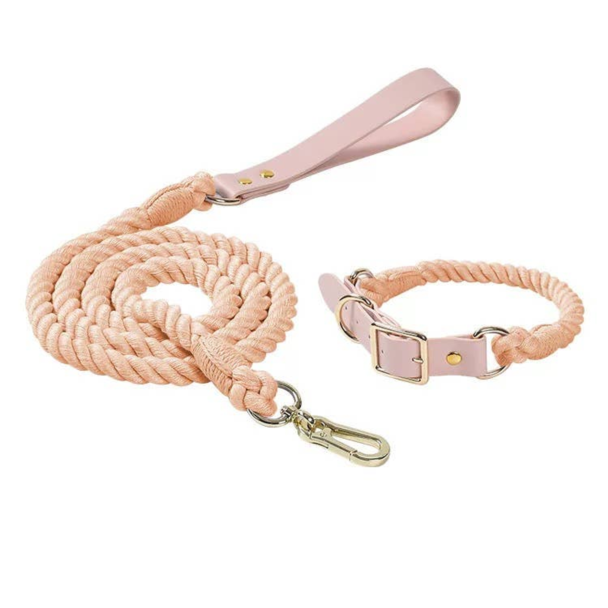 Luxe Royal Leather Rope Leash and Collar Set Image 1
