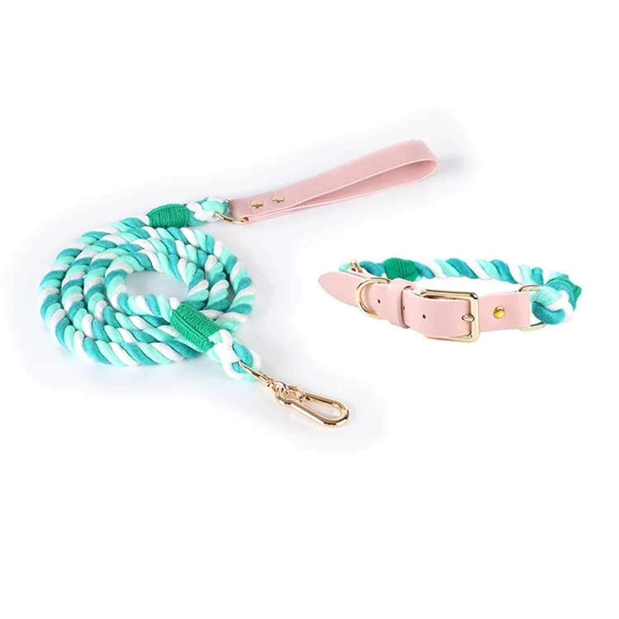 Luxe Royal Leather Rope Leash and Collar Set Image 1
