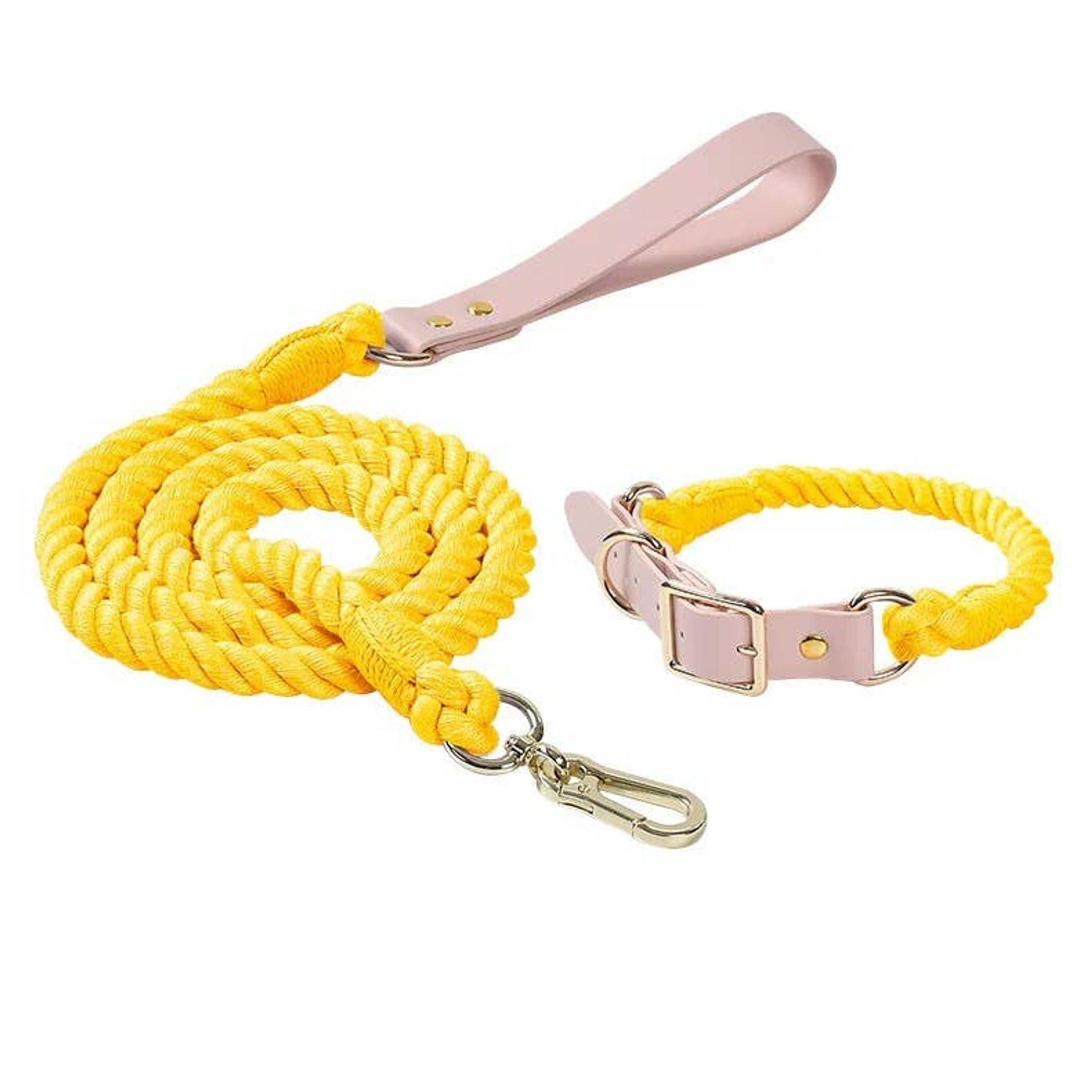Luxe Royal Leather Rope Leash and Collar Set Image 1
