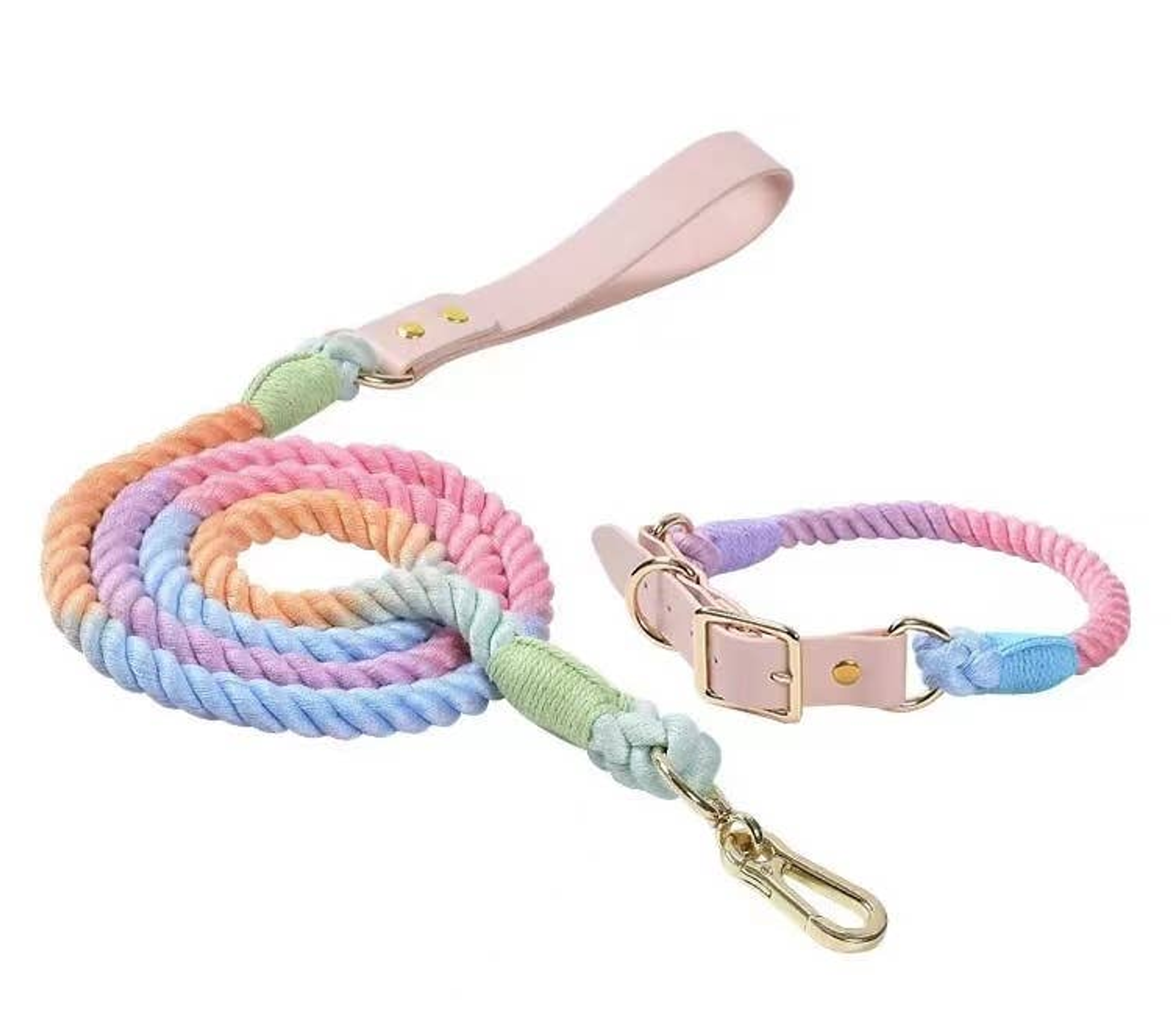 Luxe Royal Leather Rope Leash and Collar Set Image 1
