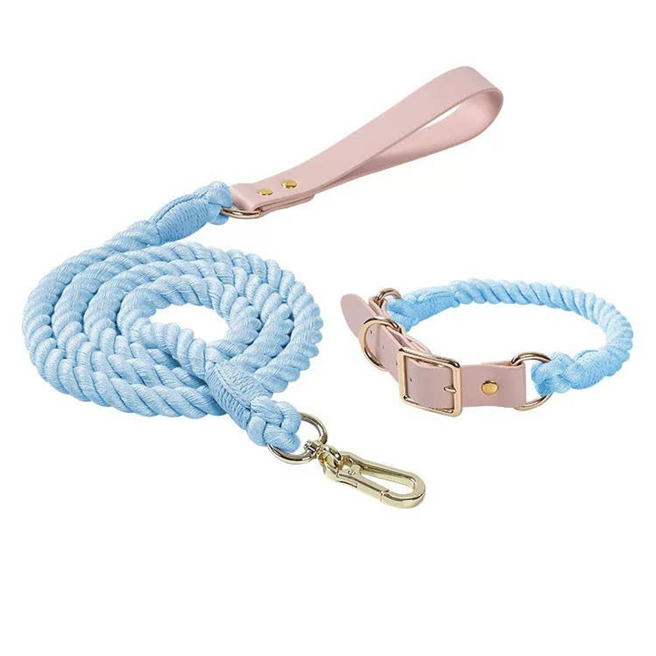 Luxe Royal Leather Rope Leash and Collar Set Image 1