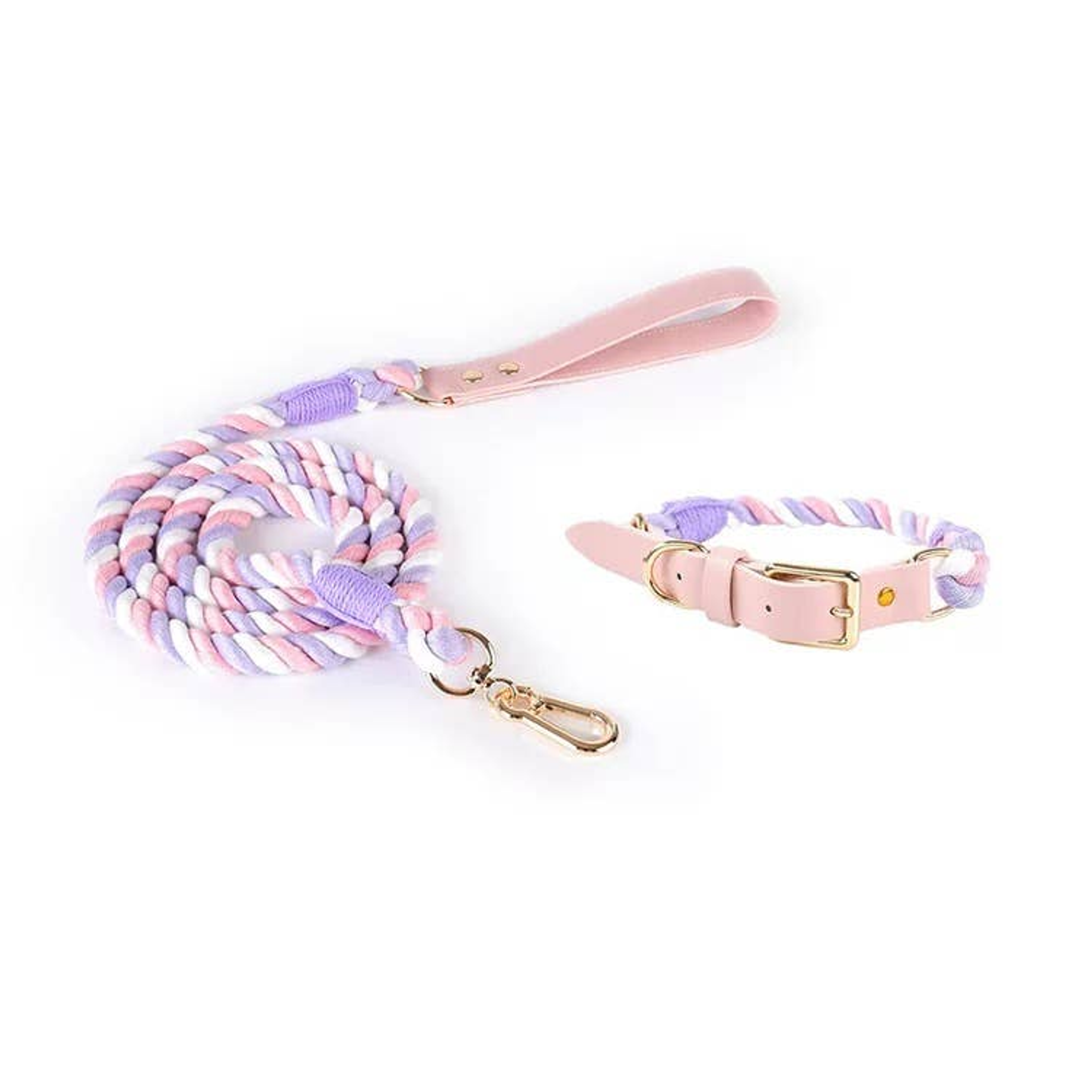 Luxe Royal Leather Rope Leash and Collar Set Image 1