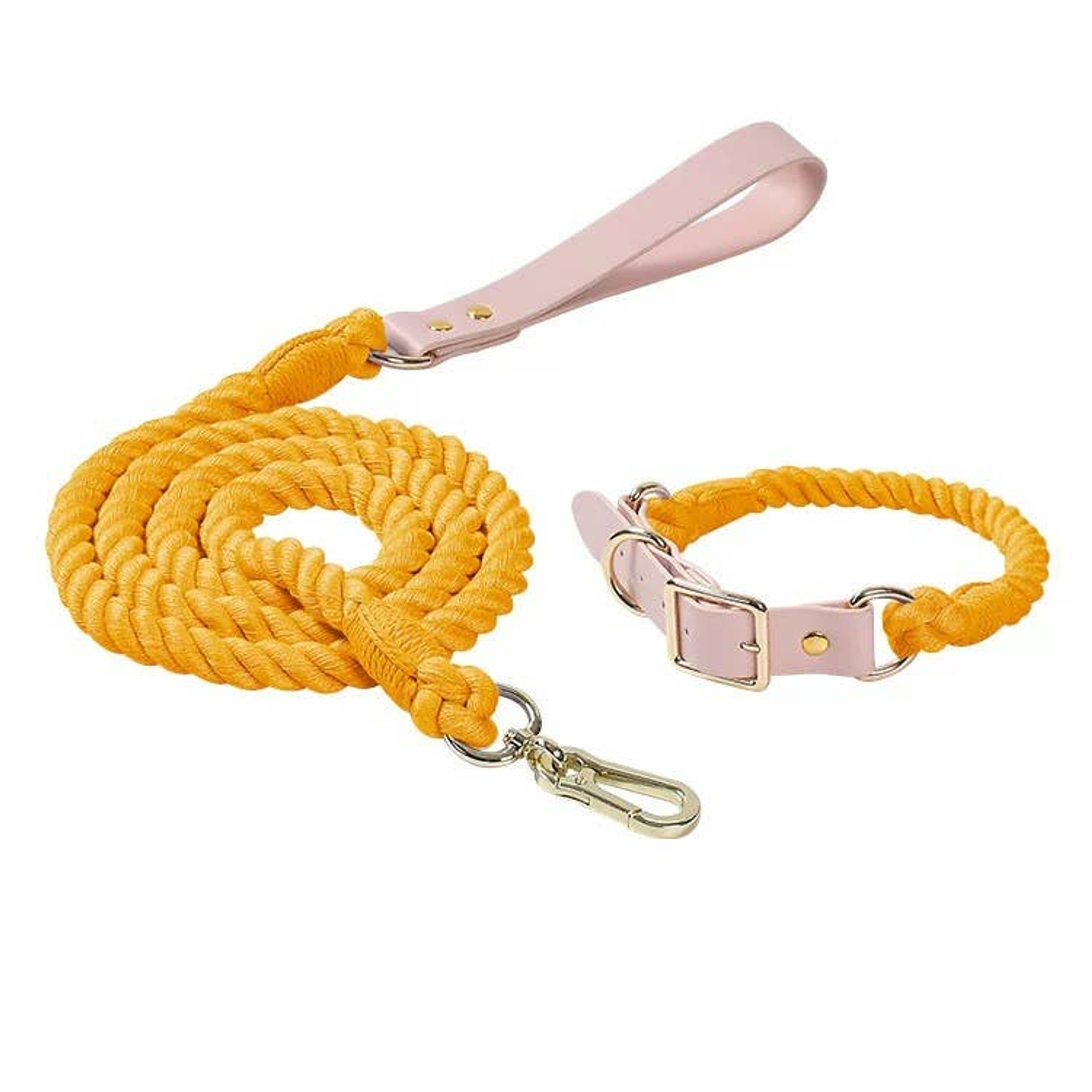 Luxe Royal Leather Rope Leash and Collar Set Image 1
