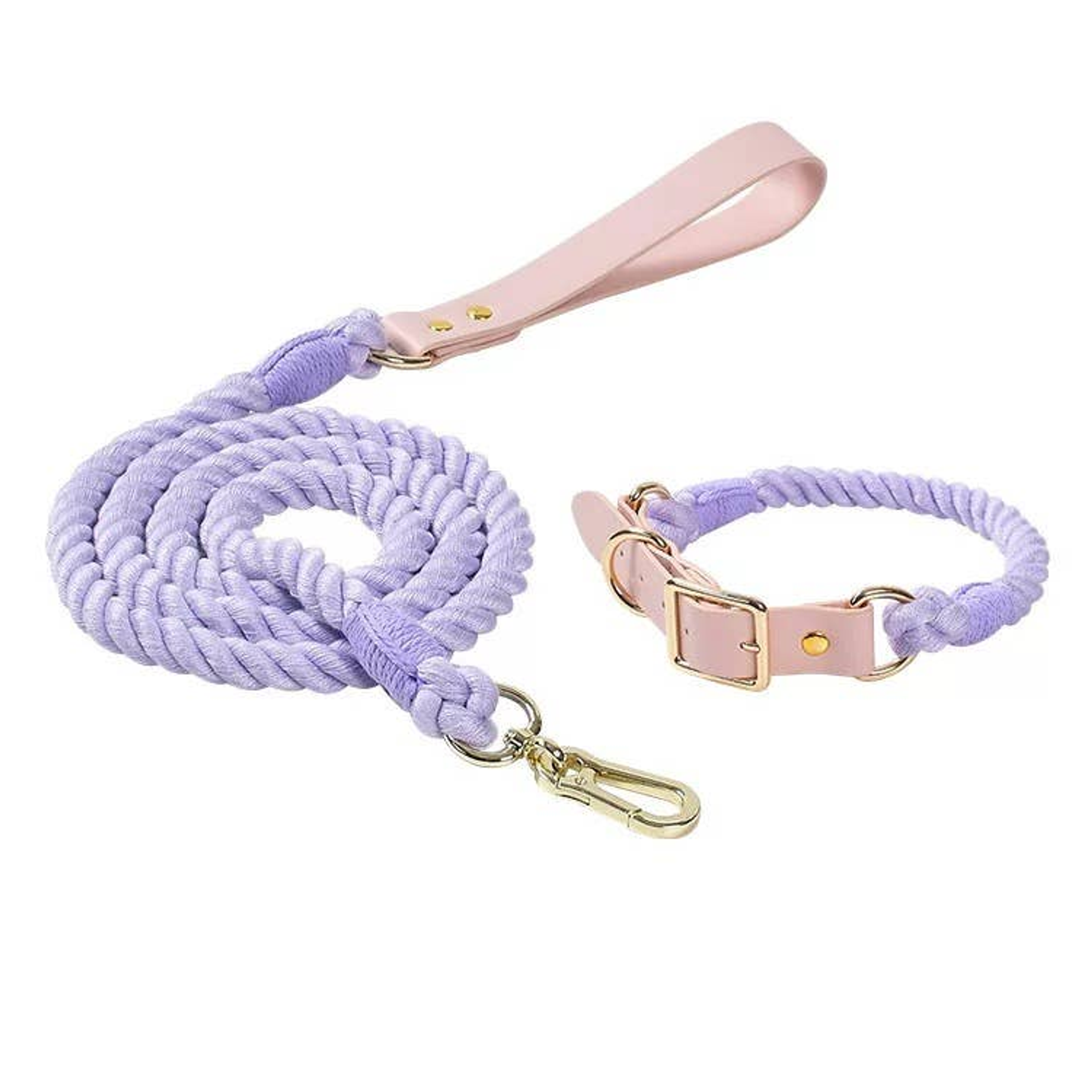 Luxe Royal Leather Rope Leash and Collar Set Image 1