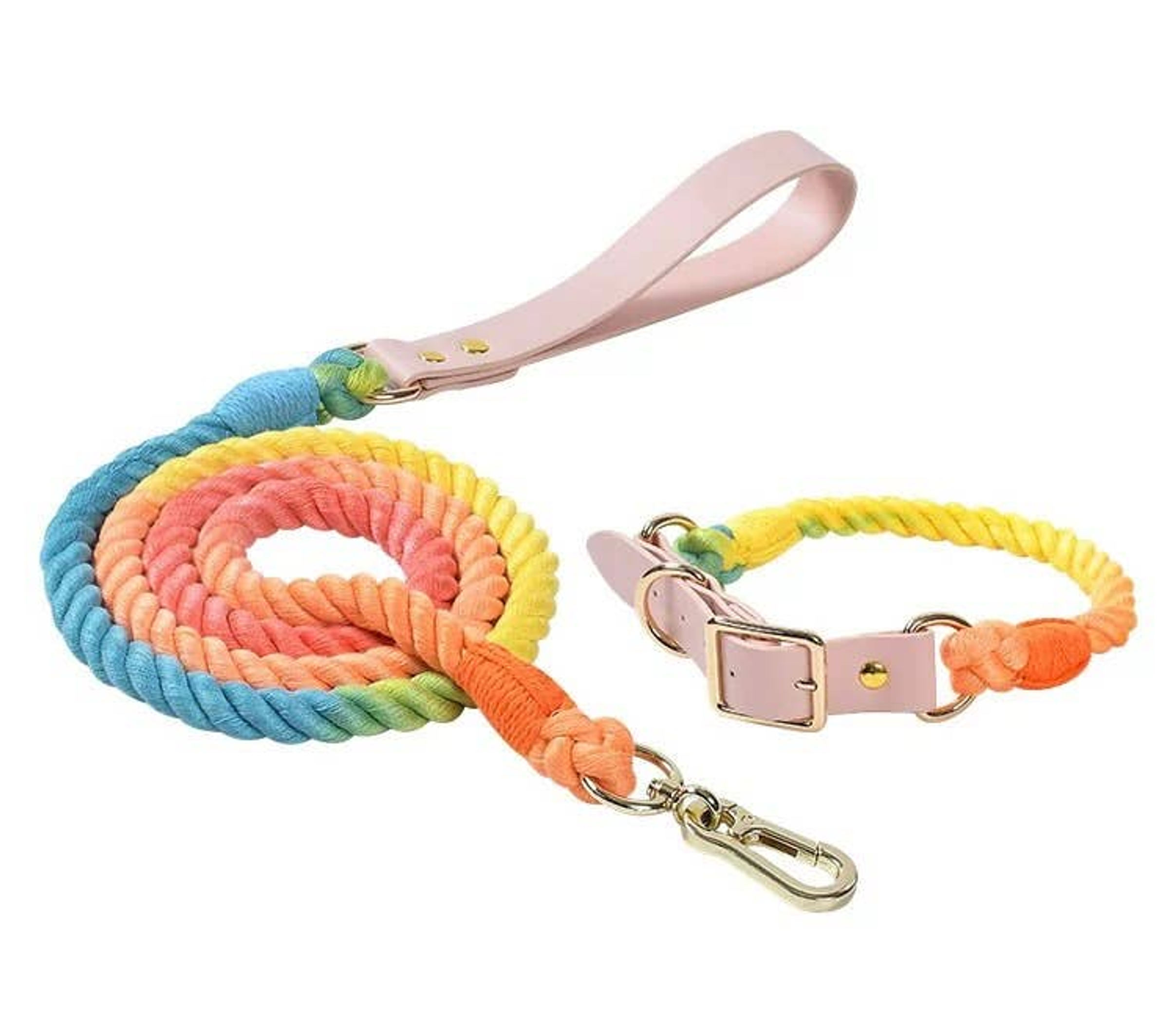 Luxe Royal Leather Rope Leash and Collar Set Image 1