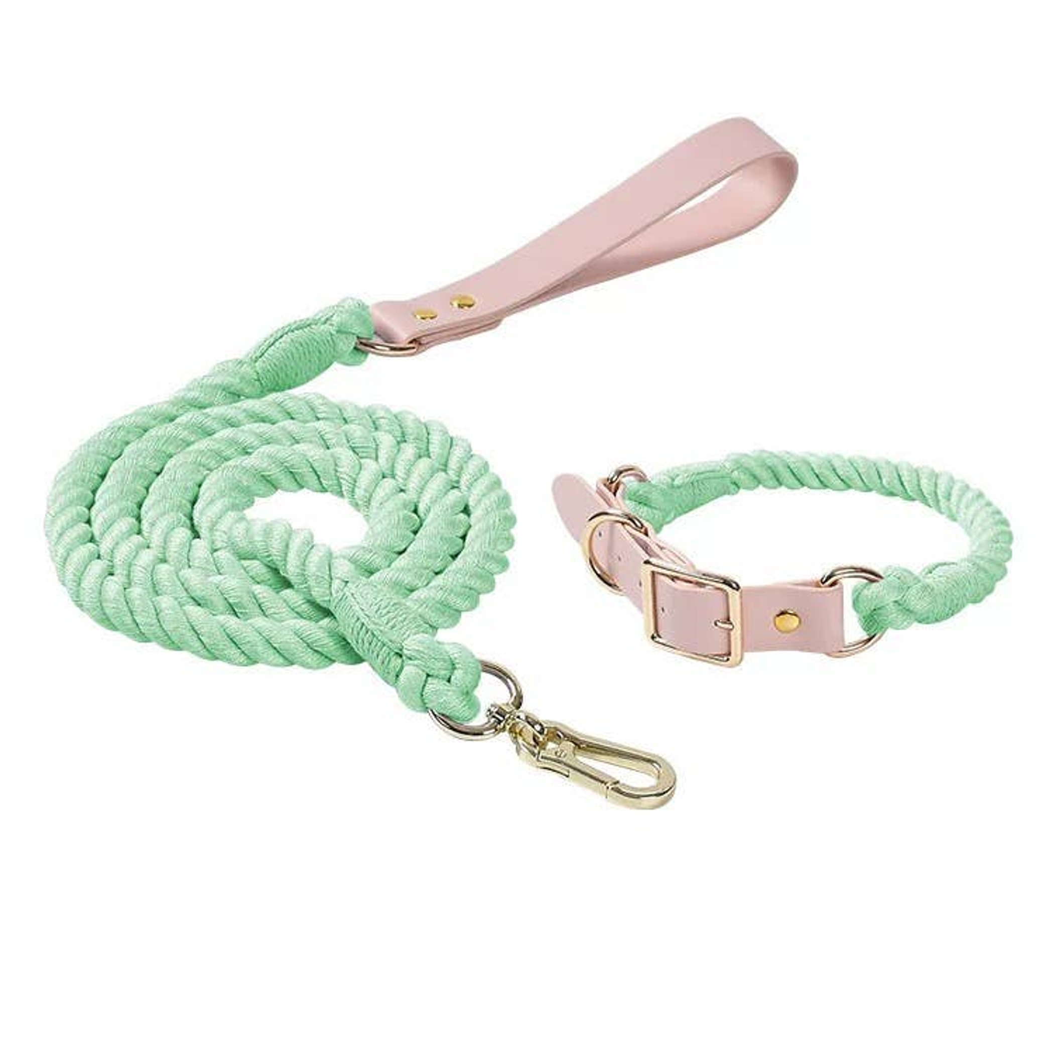 Luxe Royal Leather Rope Leash and Collar Set Image 1