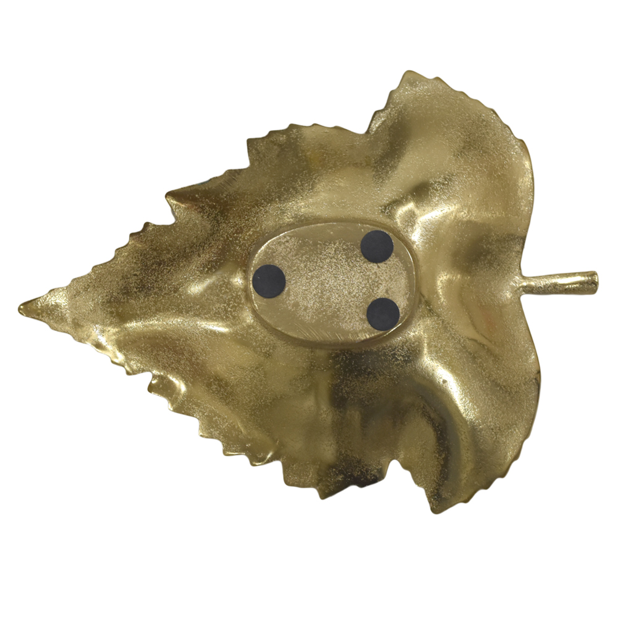 Tray Handmade Decorative Leaf Shape Gold Color Coated Aluminium Unique Design