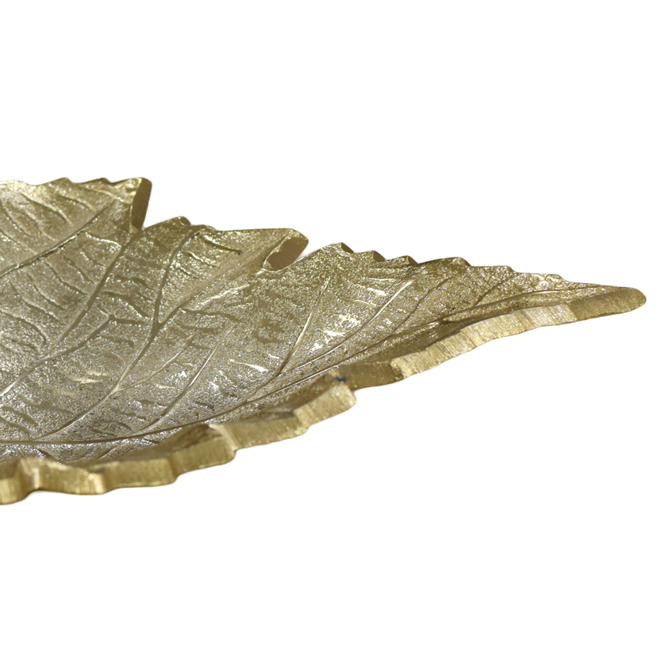 Tray Handmade Decorative Leaf Shape Gold Color Coated Aluminium Unique Design