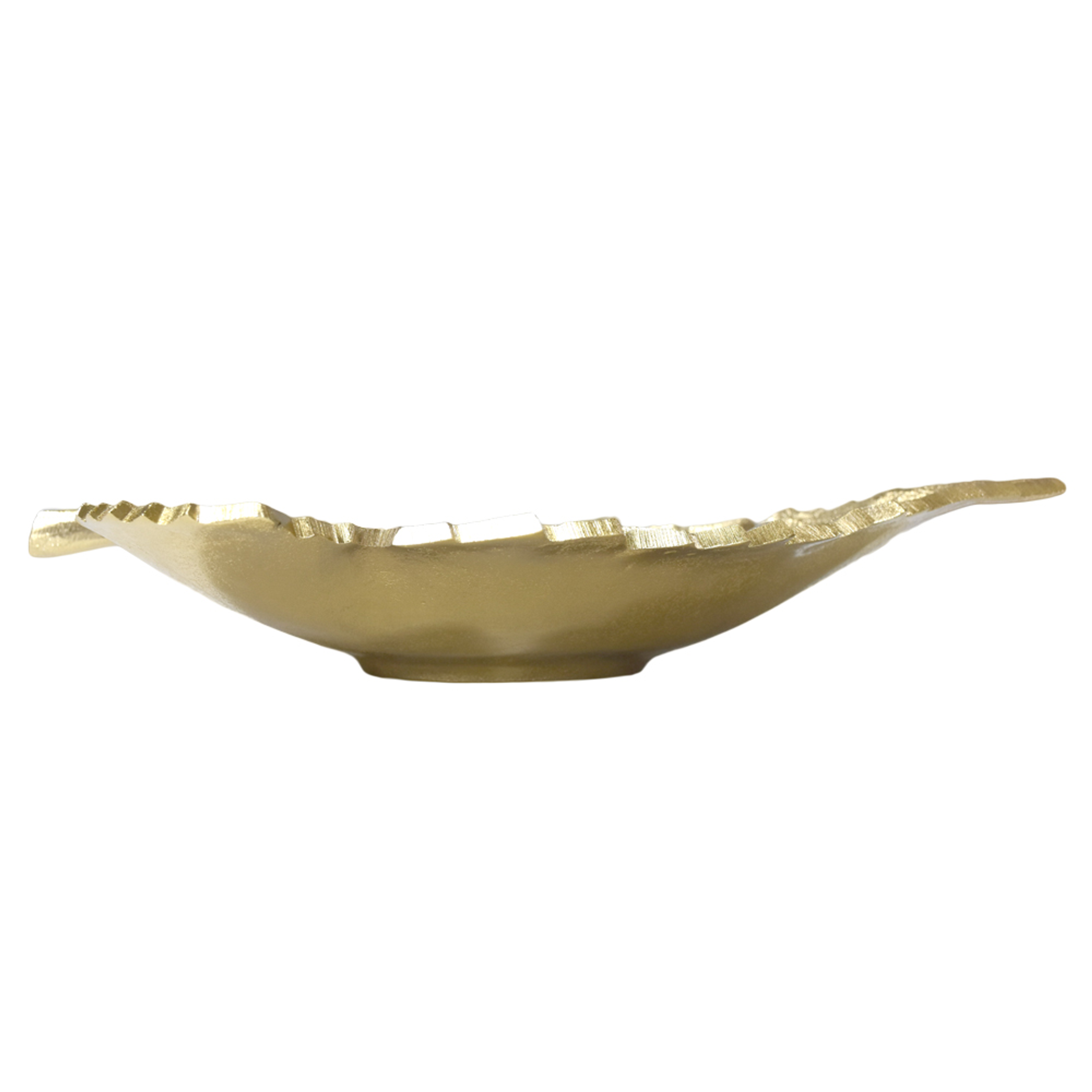Tray Handmade Decorative Leaf Shape Gold Color Coated Aluminium Unique Design