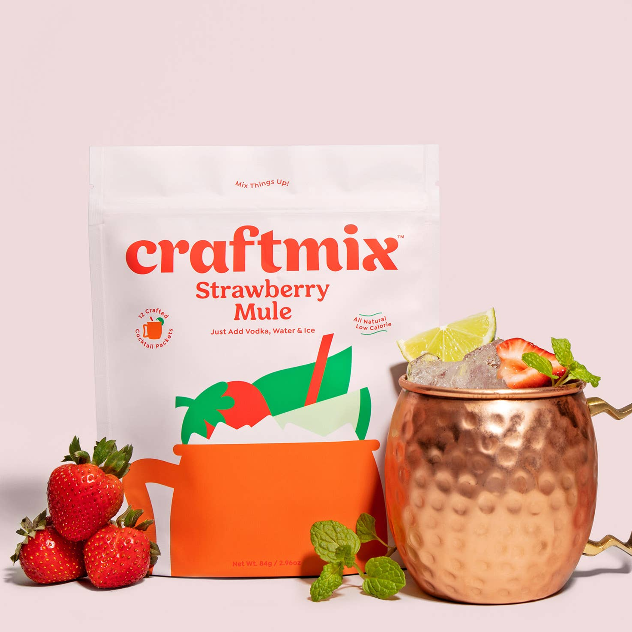 Cocktail Mixer Craftmix Strawberry Ginger Lime Natural Ingredients Low Sugar Low Calorie Vegan