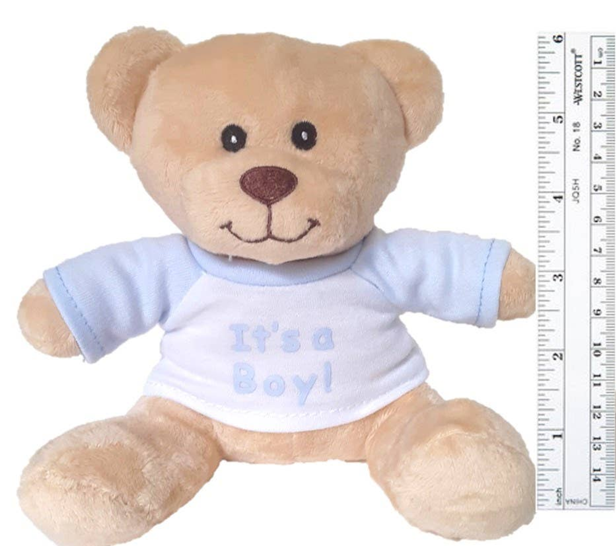Teddy Bear Gender Reveal Soft Plush Adorable 6 Inch Baby Blue Shirt Cute Comfort Childrens Toy
