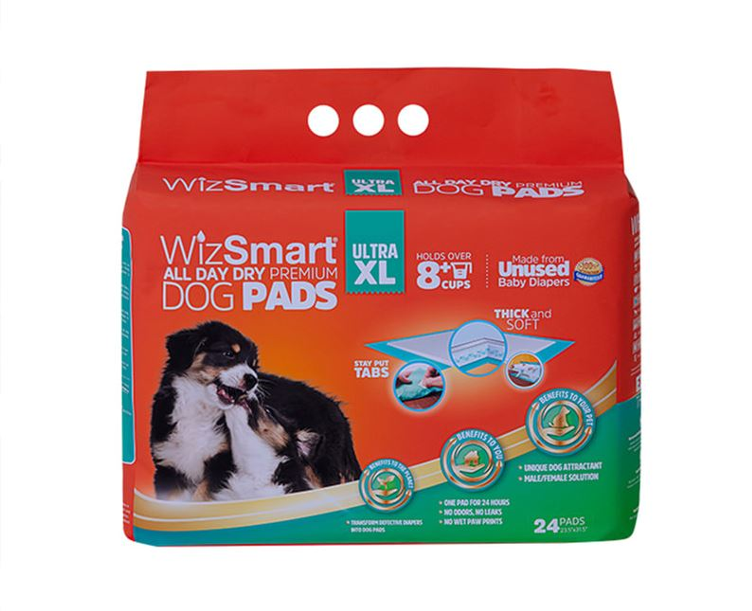 WizSmart All Day Dry Dog Pads Ultra XL 24 Count 4 Pack Image 1
