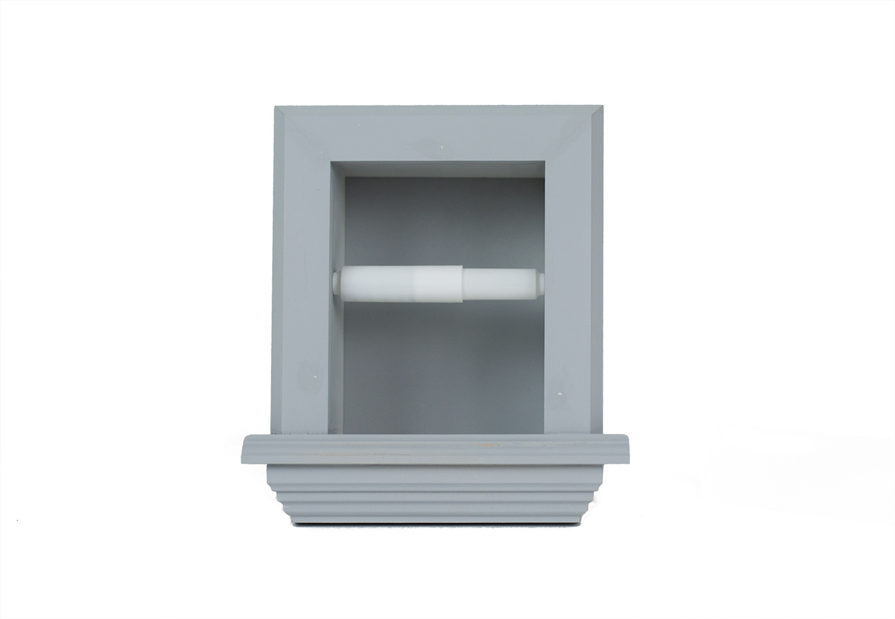 Toilet Paper Holder Recessed Solid Wood Handcrafted 10.75 Inch Height 9.75 Inch Width 3.75 Inch Depth Compatible with Standard 2x4 Walls