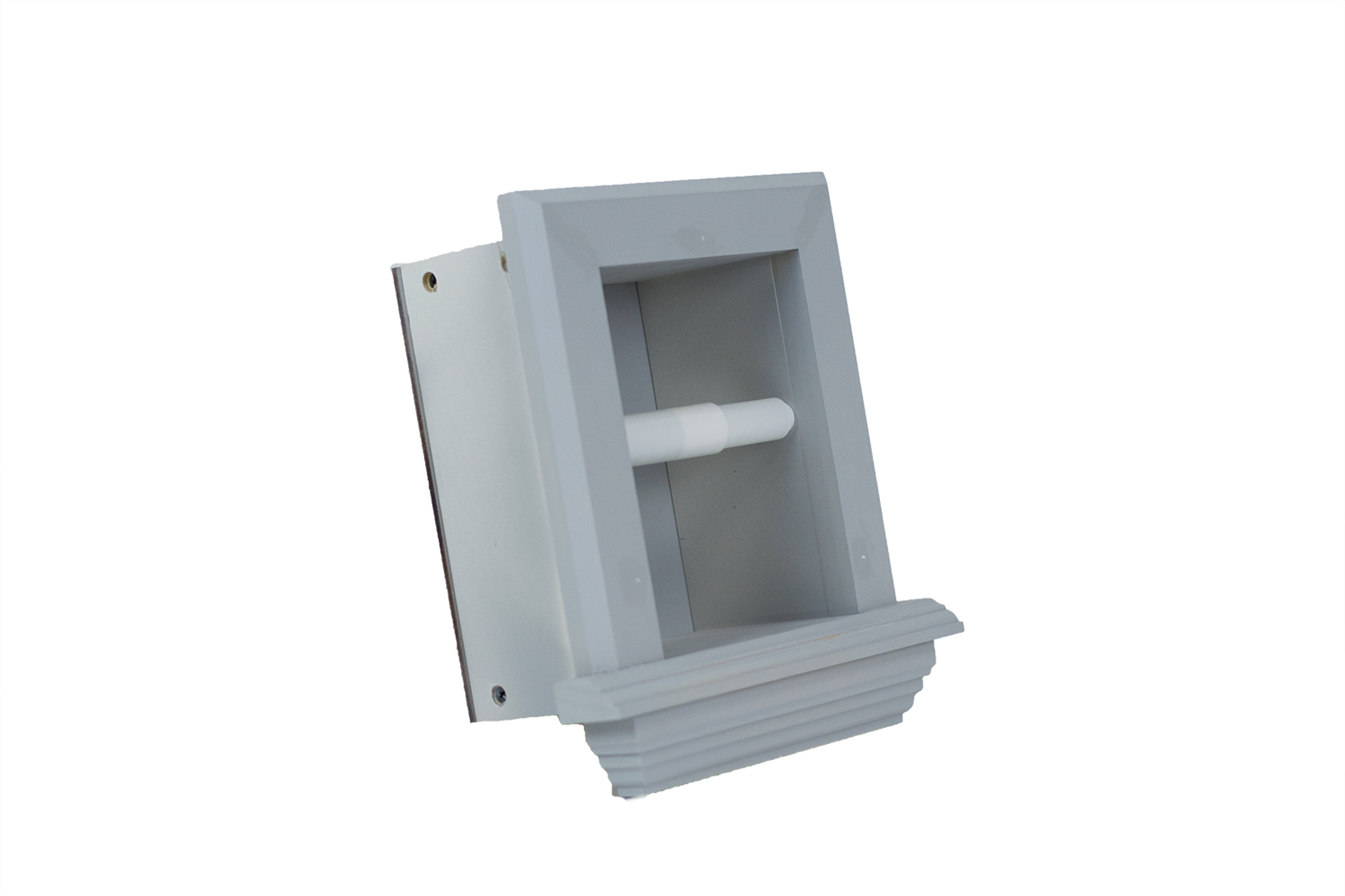 Toilet Paper Holder Recessed Solid Wood Handcrafted 10.75 Inch Height 9.75 Inch Width 3.75 Inch Depth Compatible with Standard 2x4 Walls