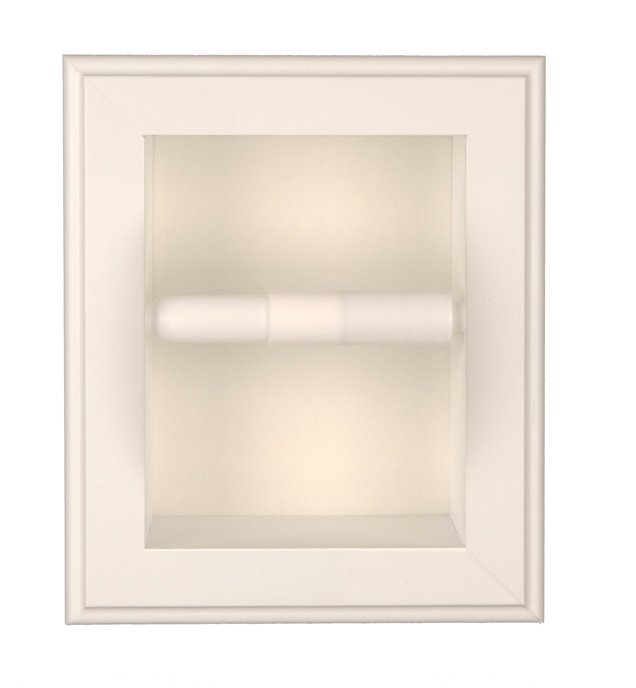 Wooden Toilet Paper Holder Recessed Space Saving Enamel Finish Handcrafted 10 x 8.5 x 3.5 Inches Compatible with Standard Walls