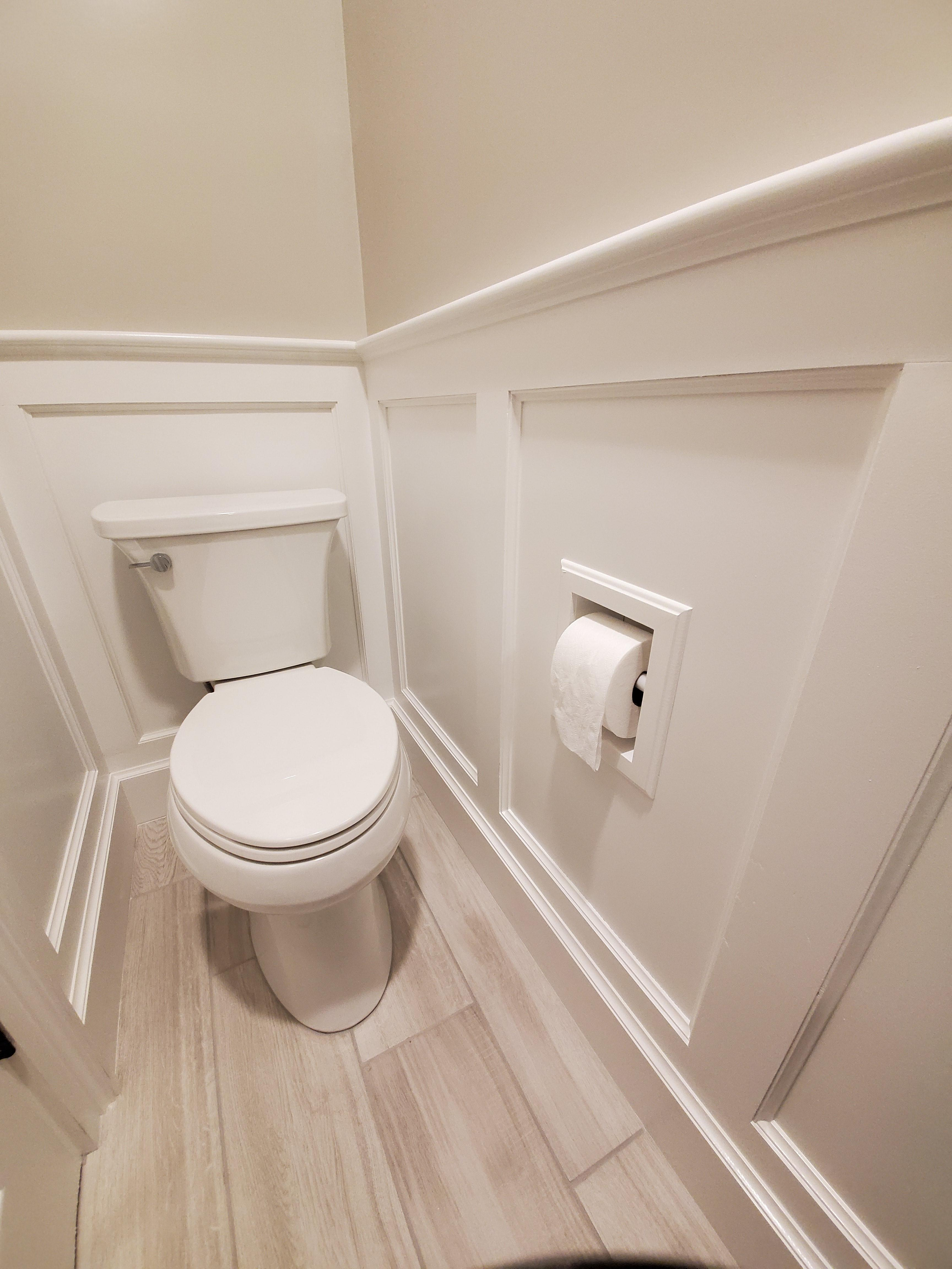 Wooden Toilet Paper Holder Recessed Space Saving Enamel Finish Handcrafted 10 x 8.5 x 3.5 Inches Compatible with Standard Walls