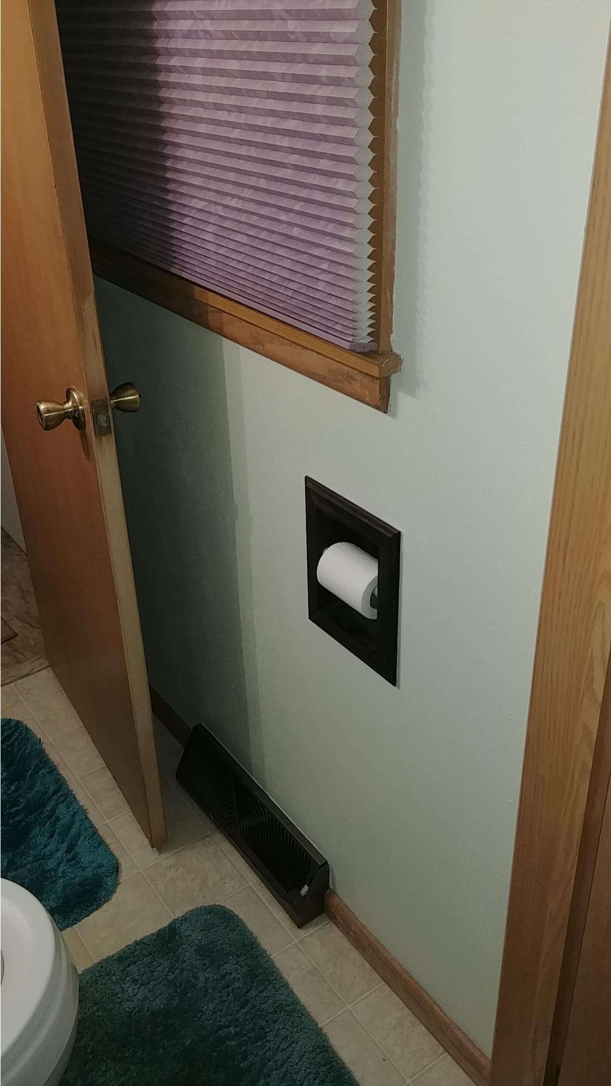 Wooden Toilet Paper Holder Recessed Space Saving Enamel Finish Handcrafted 10 x 8.5 x 3.5 Inches Compatible with Standard Walls