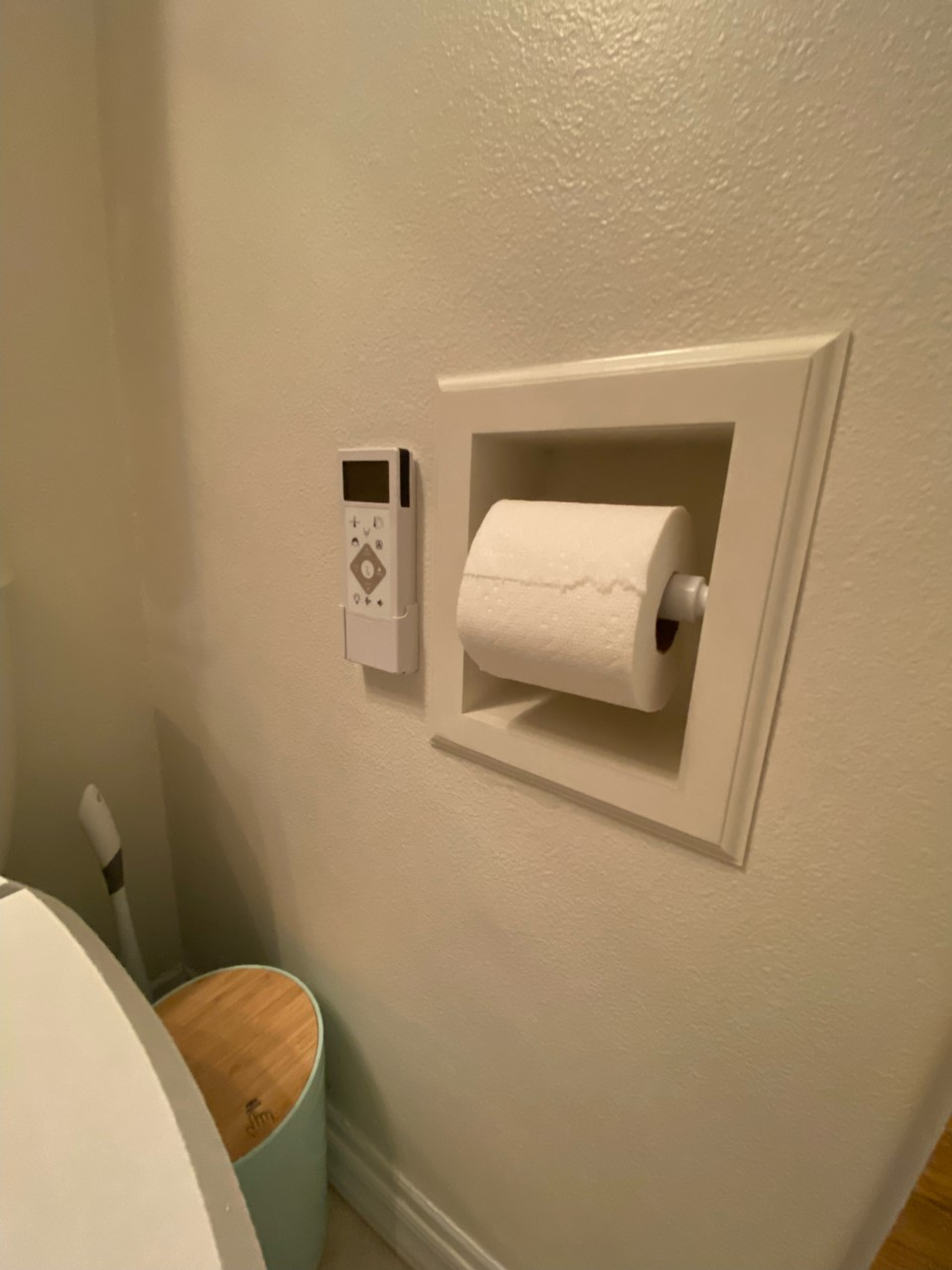 Wooden Toilet Paper Holder Recessed Space Saving Enamel Finish Handcrafted 10 x 8.5 x 3.5 Inches Compatible with Standard Walls
