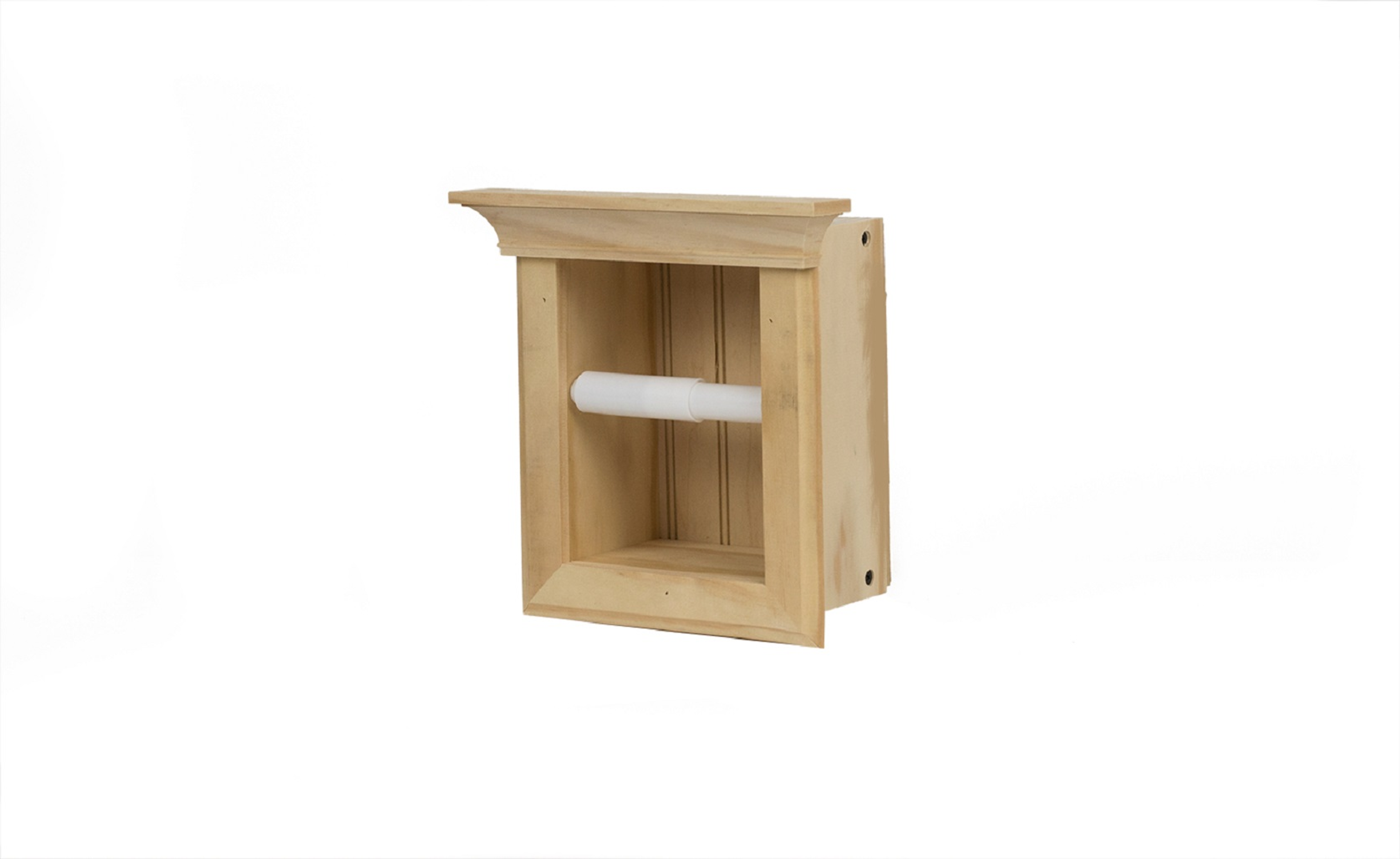 Toilet Paper Holder Recessed Solid Wood Handcrafted Unfinished Pine Installation Easy Size Compatible Standard 2x4 Walls
