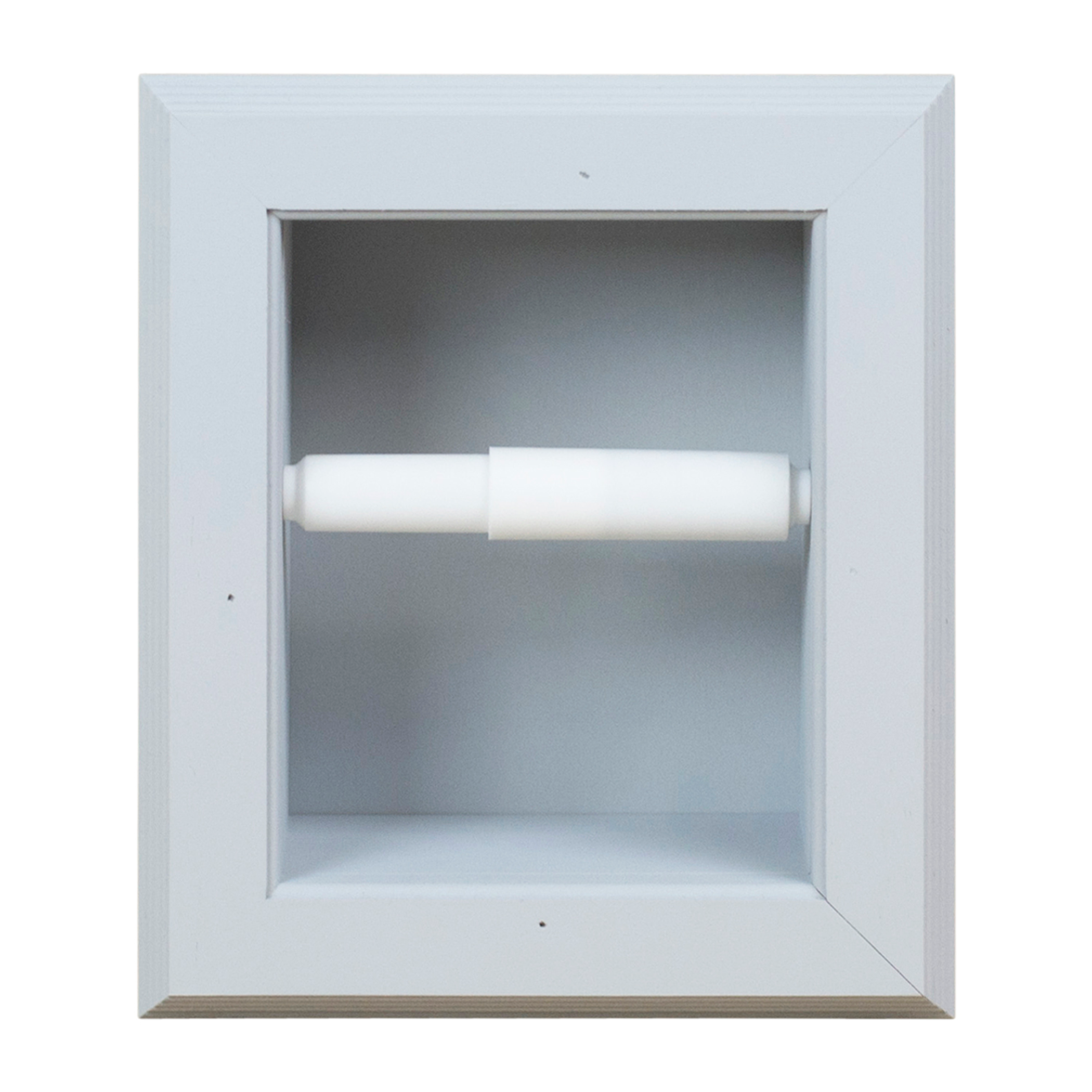 Toilet Paper Holder Recessed Solid Pine Handcrafted USA 10 x 8.5 x 3.5 inches Includes White Plastic Roller Installation Easy
