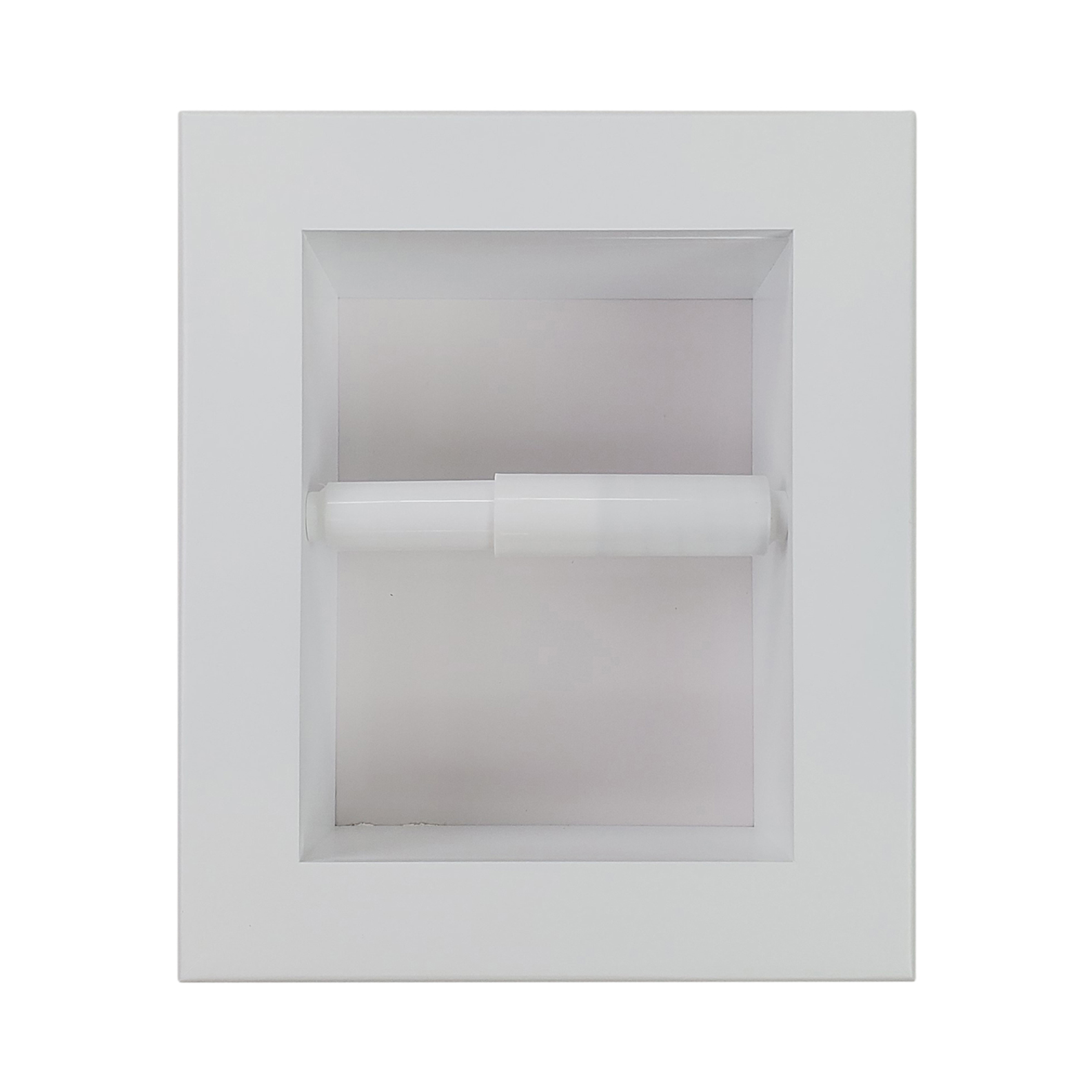 Wood Toilet Paper Holder Recessed Solid Pine White Enamel Finish Handcrafted USA 10x8.5x3.5 Size Fits Any Roll Standard 2x4 Walls