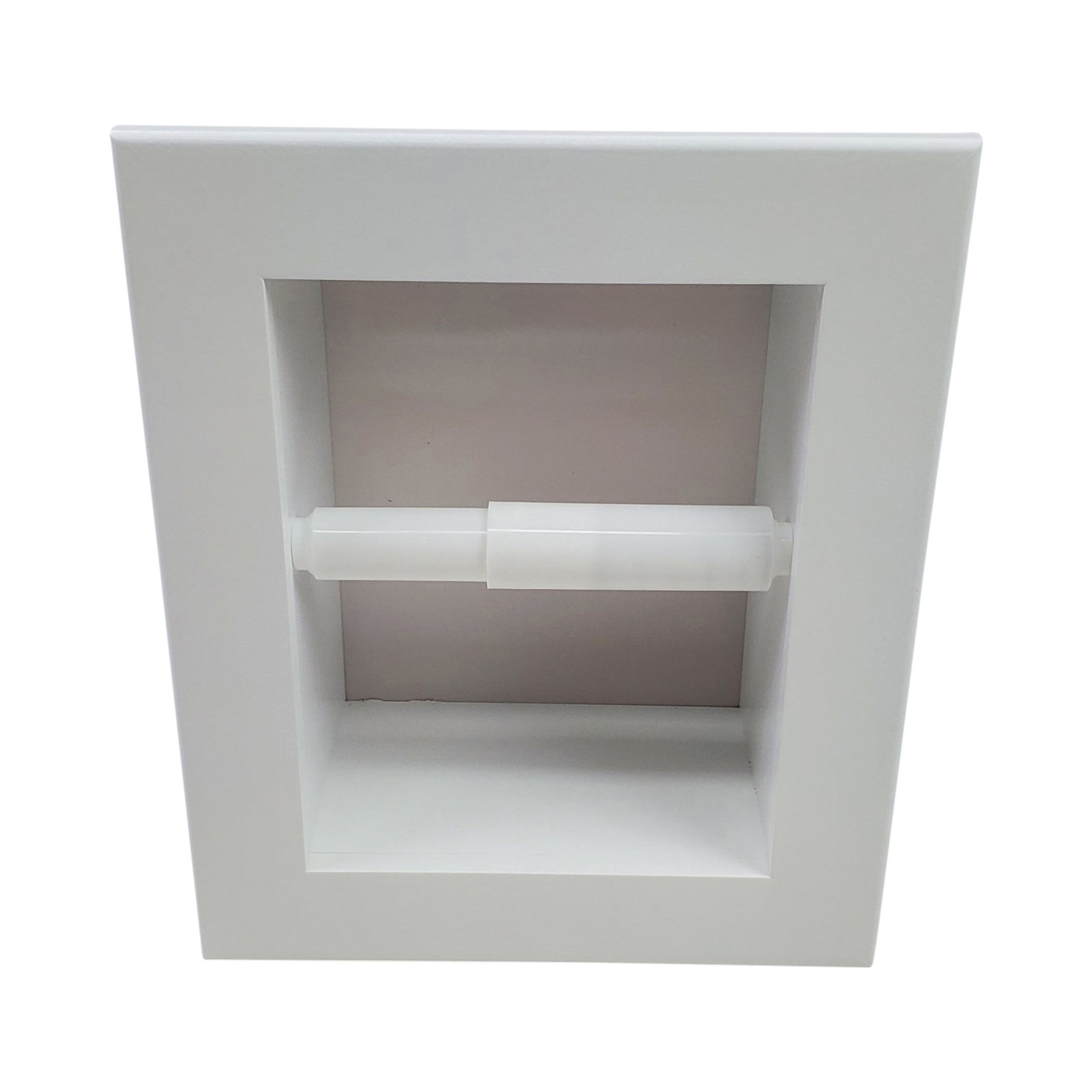 Wood Toilet Paper Holder Recessed Solid Pine White Enamel Finish Handcrafted USA 10x8.5x3.5 Size Fits Any Roll Standard 2x4 Walls