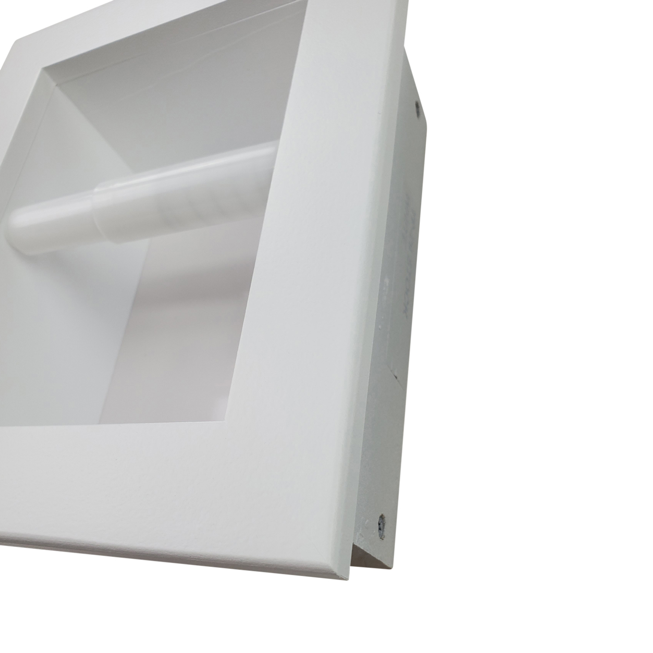 Wood Toilet Paper Holder Recessed Solid Pine White Enamel Finish Handcrafted USA 10x8.5x3.5 Size Fits Any Roll Standard 2x4 Walls