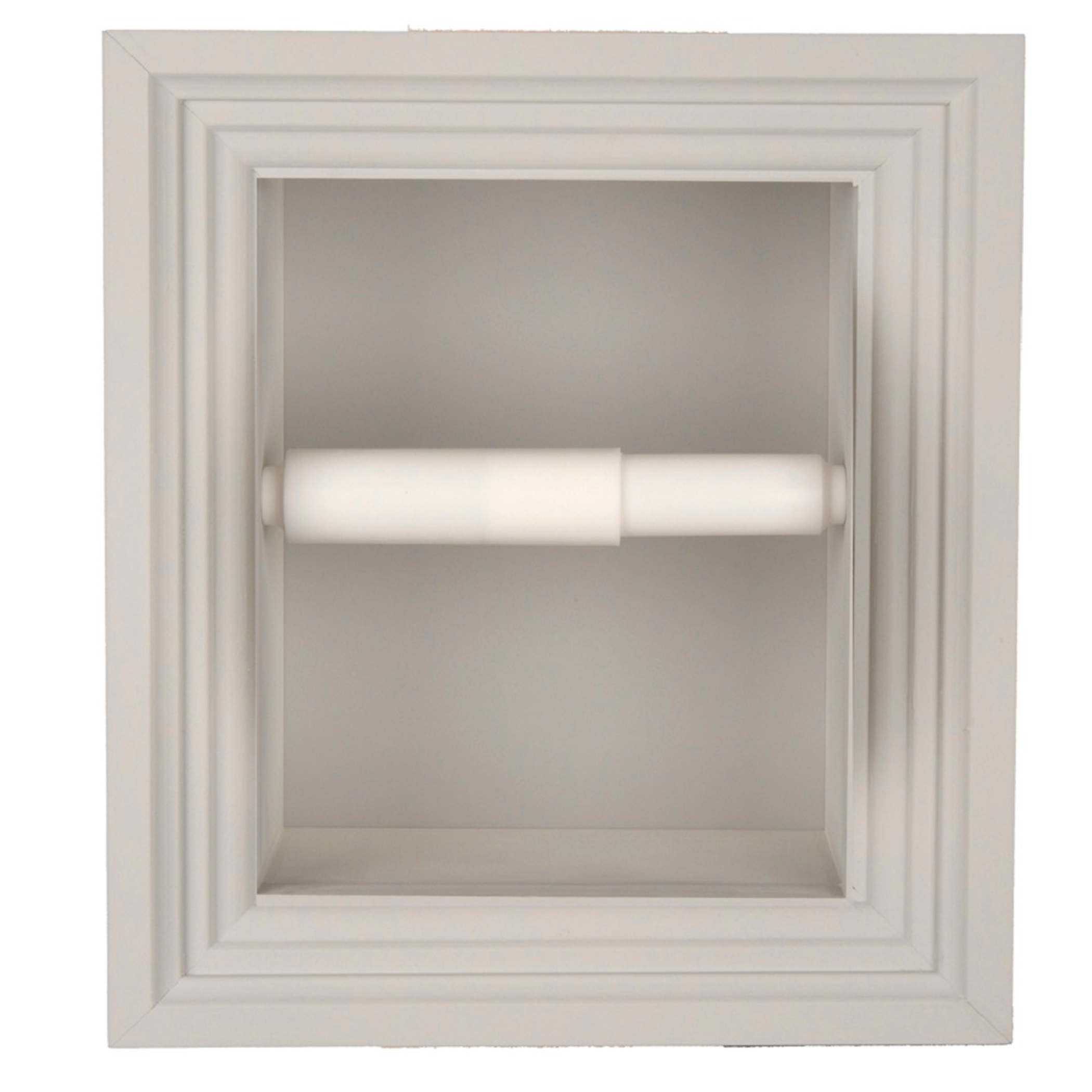 Toilet Paper Holder Recessed Solid Wood Handcrafted White Plastic Roller Standard Size Fits 2x4 Walls Easy Installation USA Made