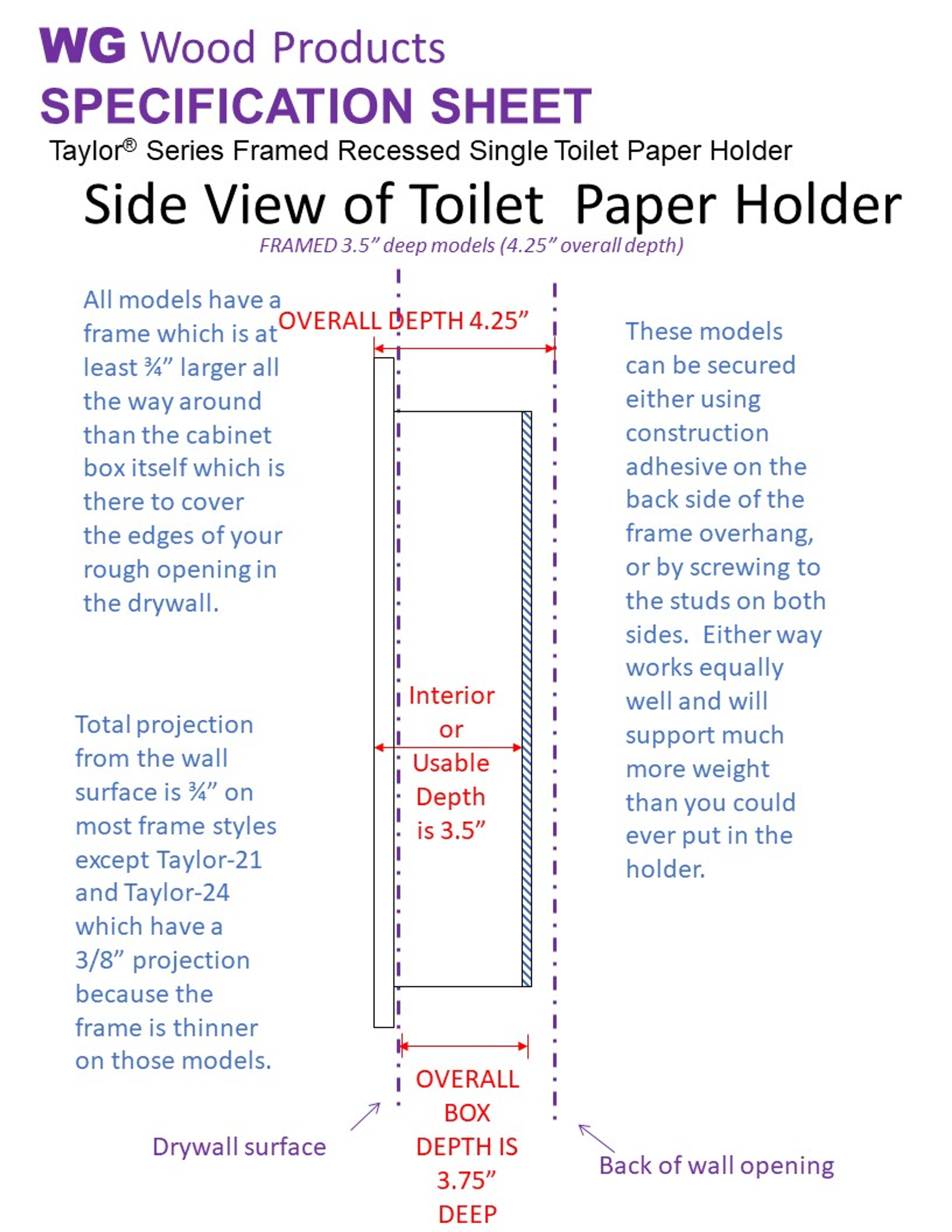 Toilet Paper Holder Recessed Solid Wood Handcrafted White Plastic Roller Standard Size Fits 2x4 Walls Easy Installation USA Made