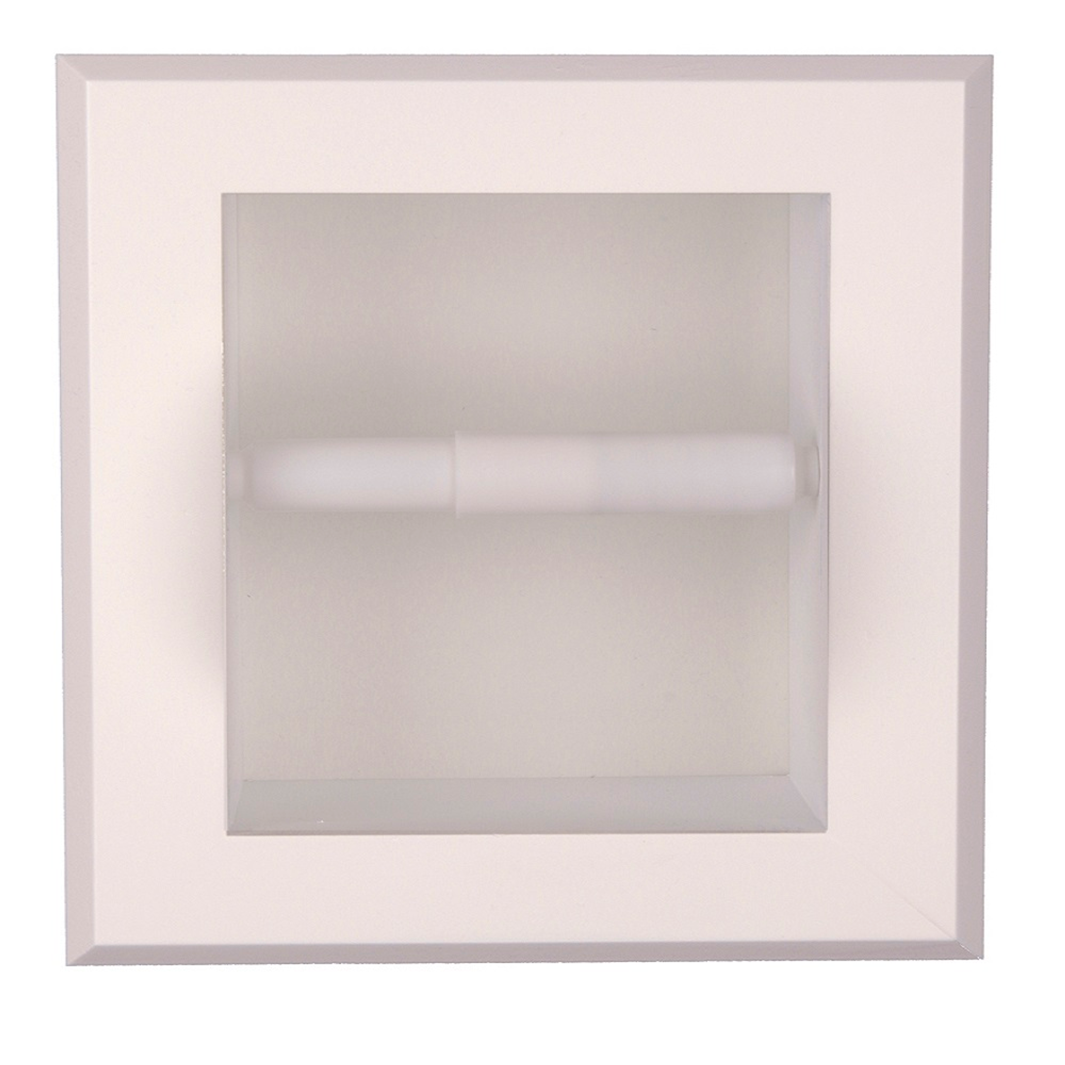 Wooden Toilet Paper Holder Recessed Handcrafted Solid Pine Bright White Enamel 10 x 8.5 x 3.5 inches Compatible with Standard 2 x 4 Walls