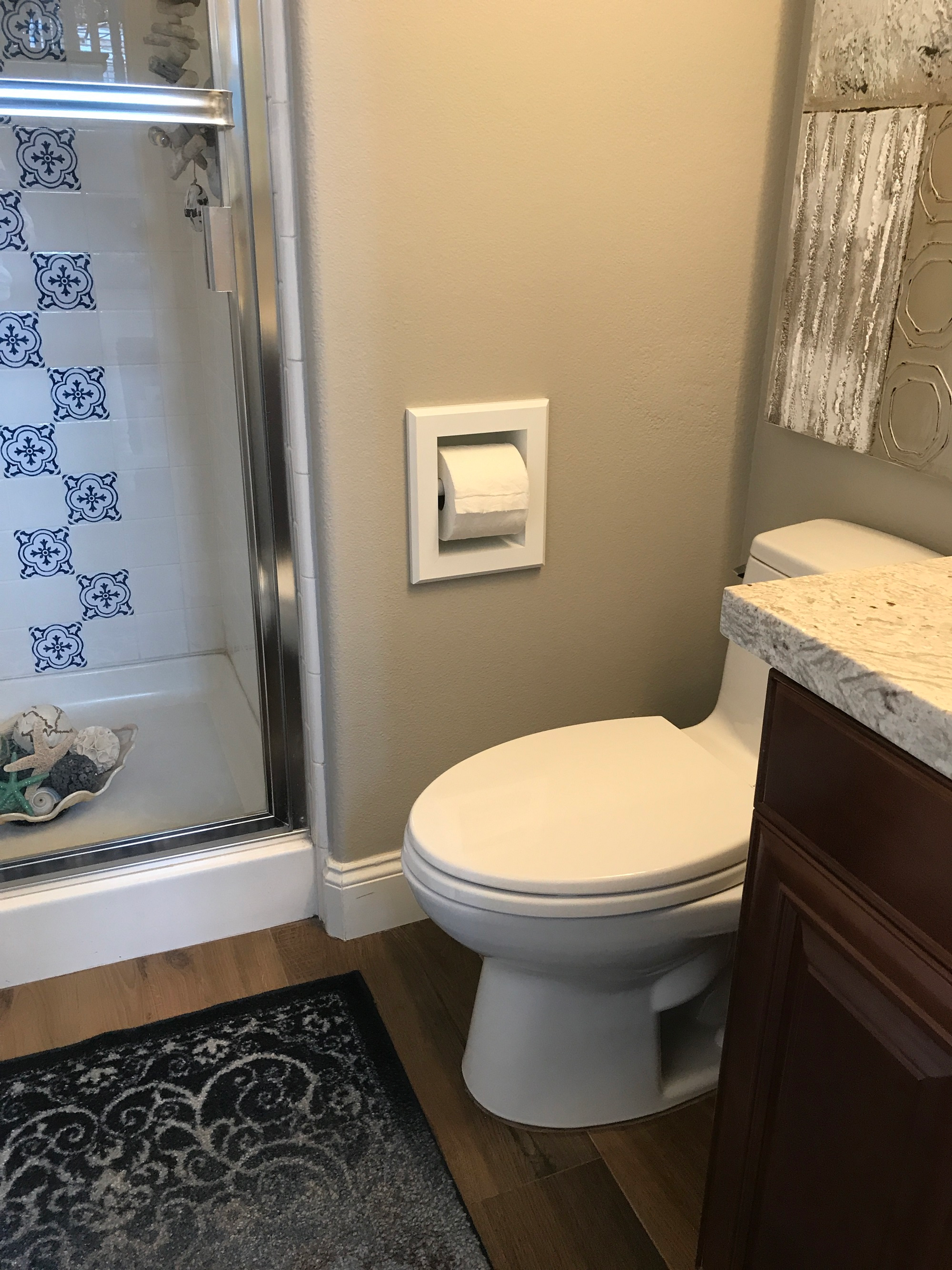 Wooden Toilet Paper Holder Recessed Handcrafted Solid Pine Bright White Enamel 10 x 8.5 x 3.5 inches Compatible with Standard 2 x 4 Walls