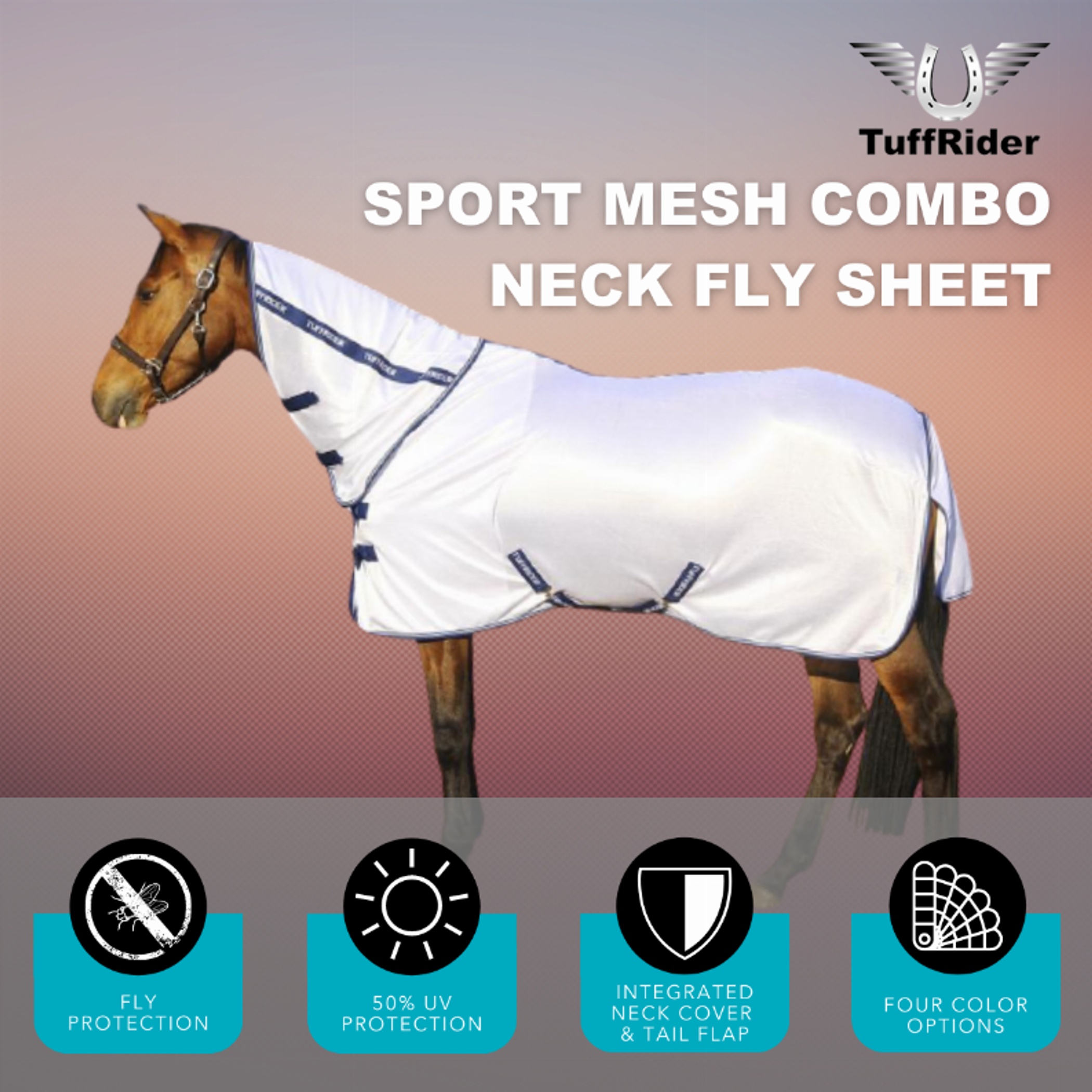 Fly Sheet Combo-Neck Protects Against Sunlight and Flies 50% UV Protection Breathable Polyester Mesh Four Colors