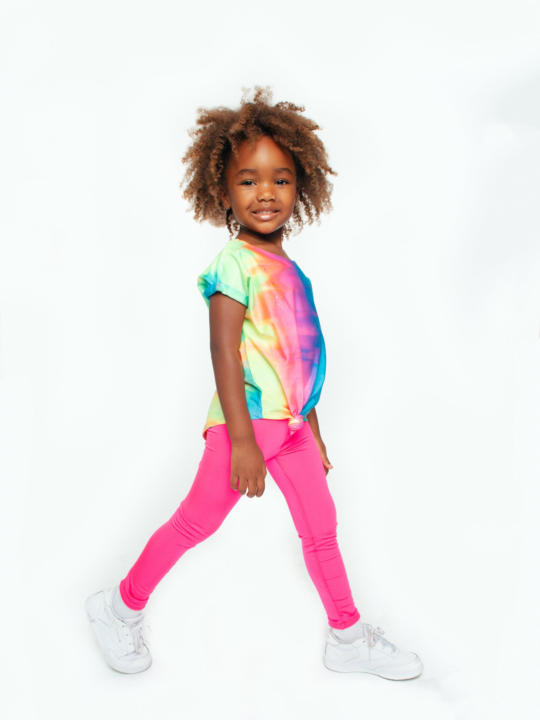 Tie-Front Top Main Function Tie Dye Rainbow Print Dropped Shoulders Rolled Up Sleeves