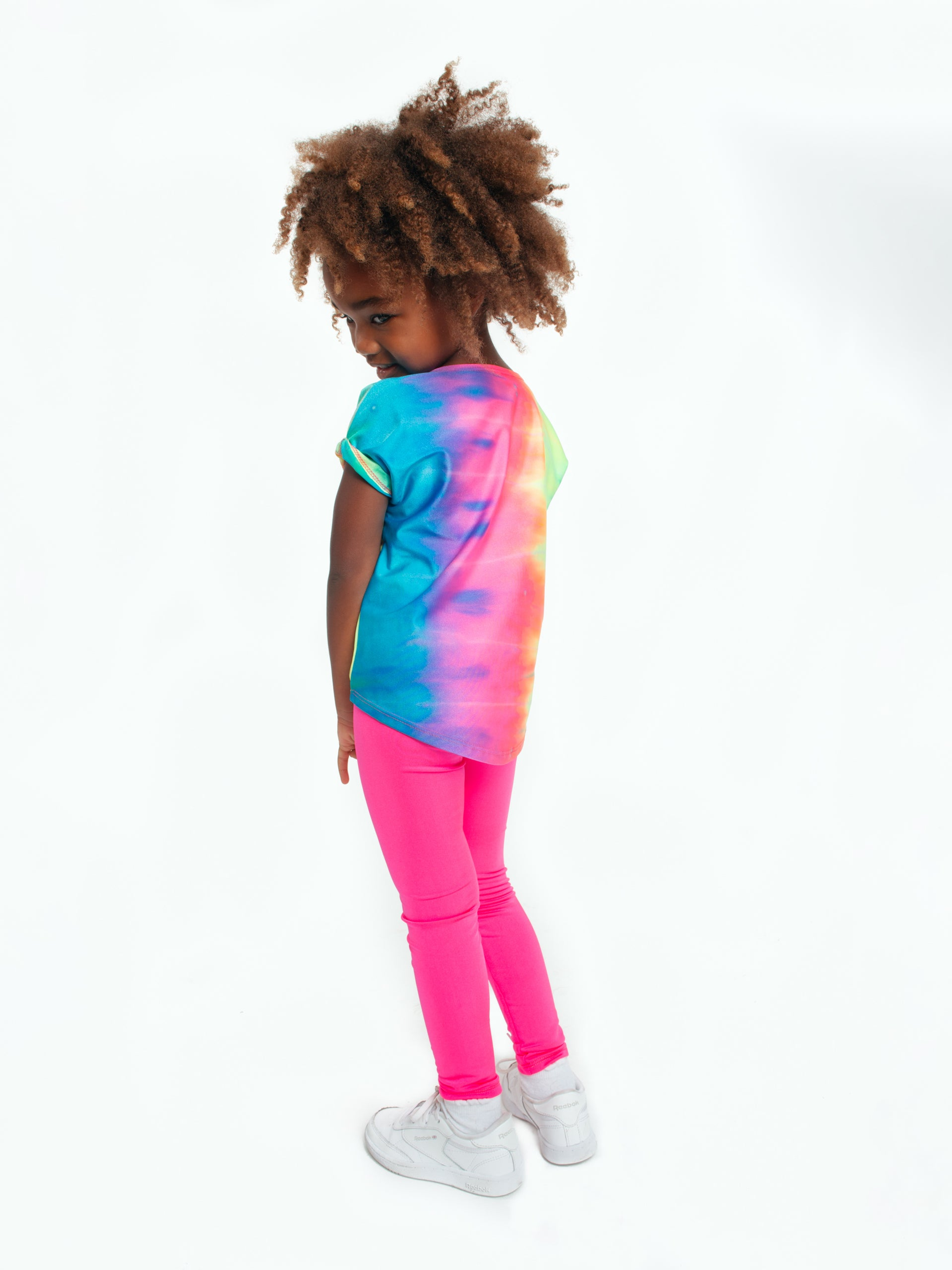 Tie-Front Top Main Function Tie Dye Rainbow Print Dropped Shoulders Rolled Up Sleeves