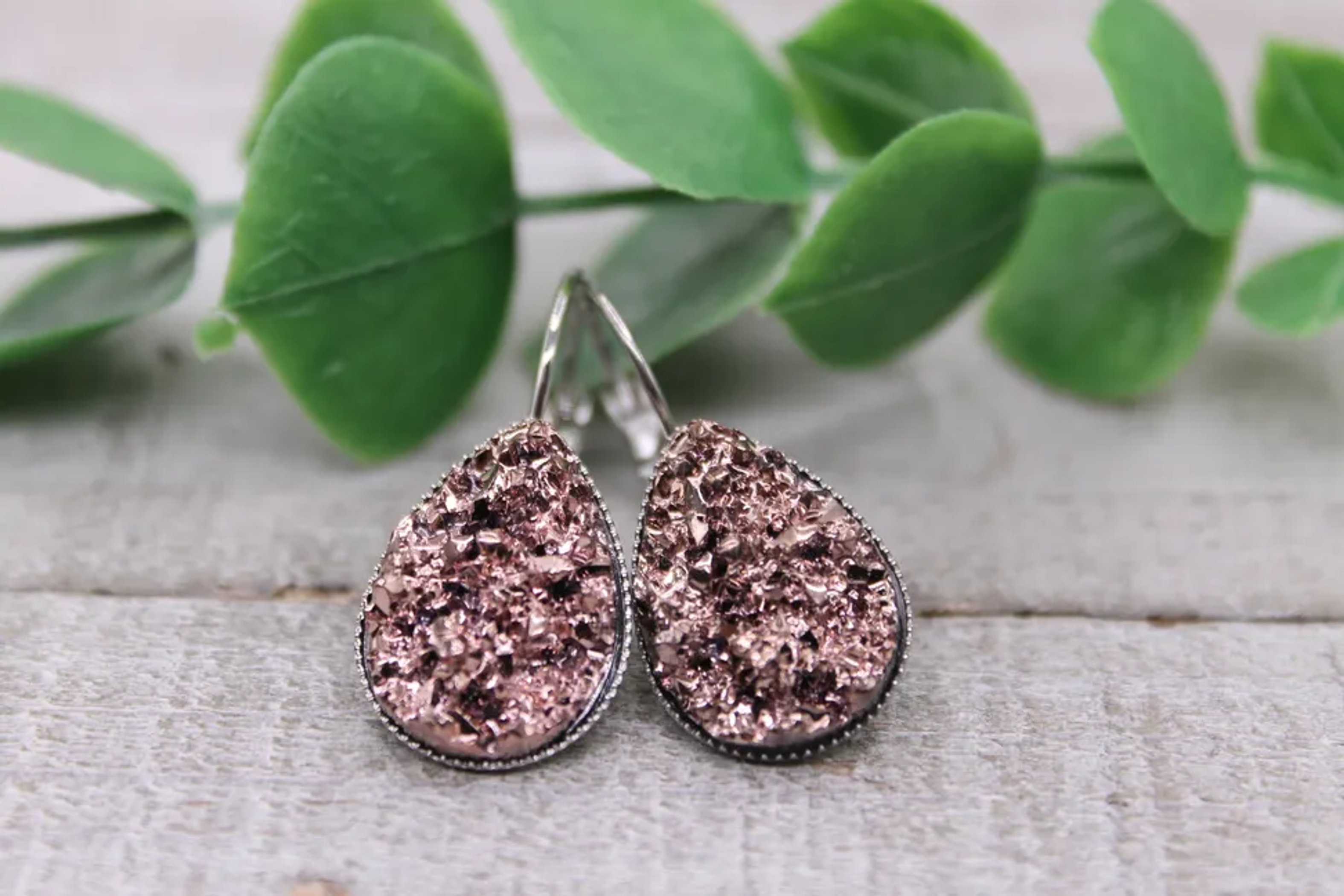 Earrings Teardrop French Lever 18 mm Resin Hypoallergenic Handmade