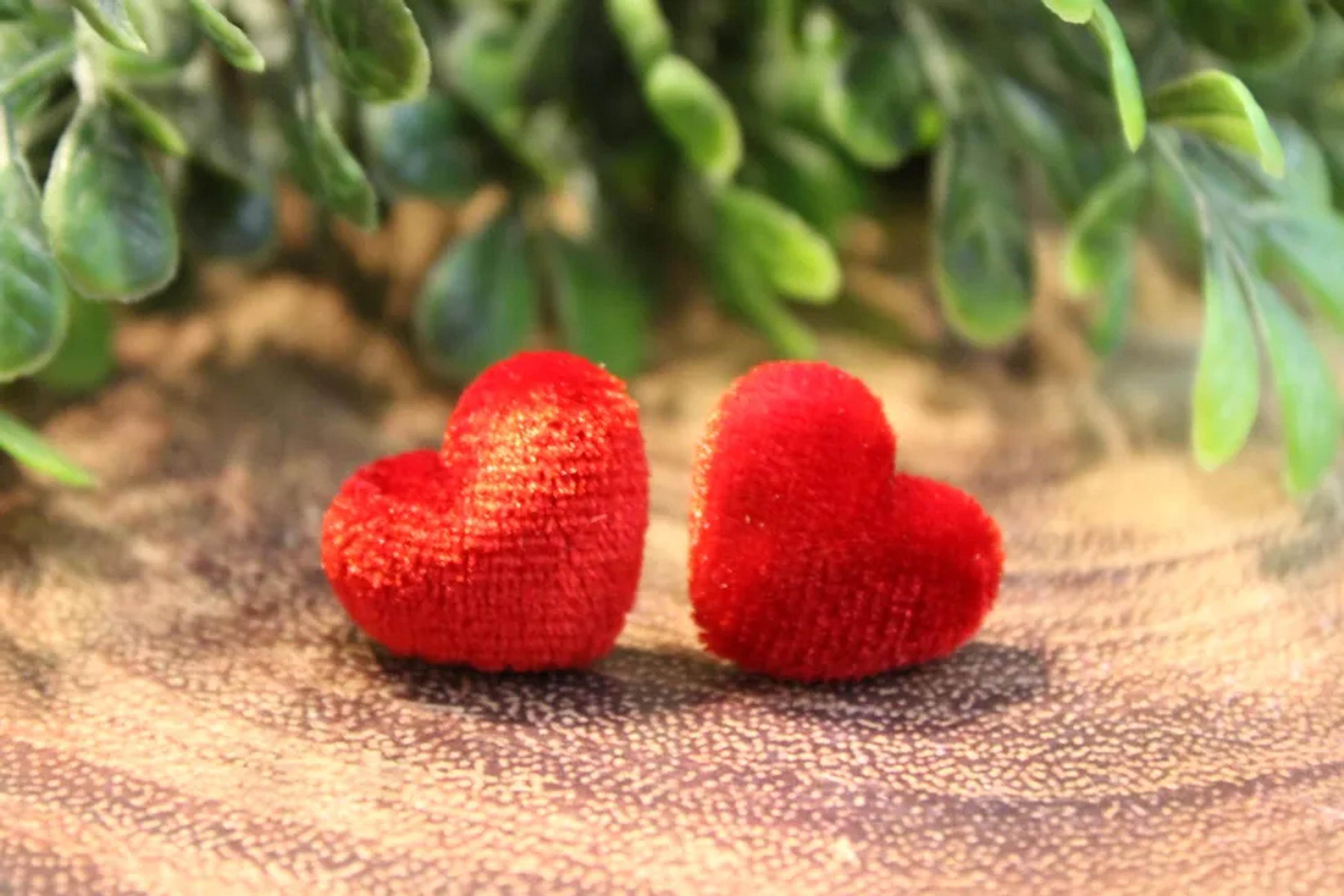 Earrings Heart Stud Red 16mm Fabric Stainless Steel Hypoallergenic Handmade
