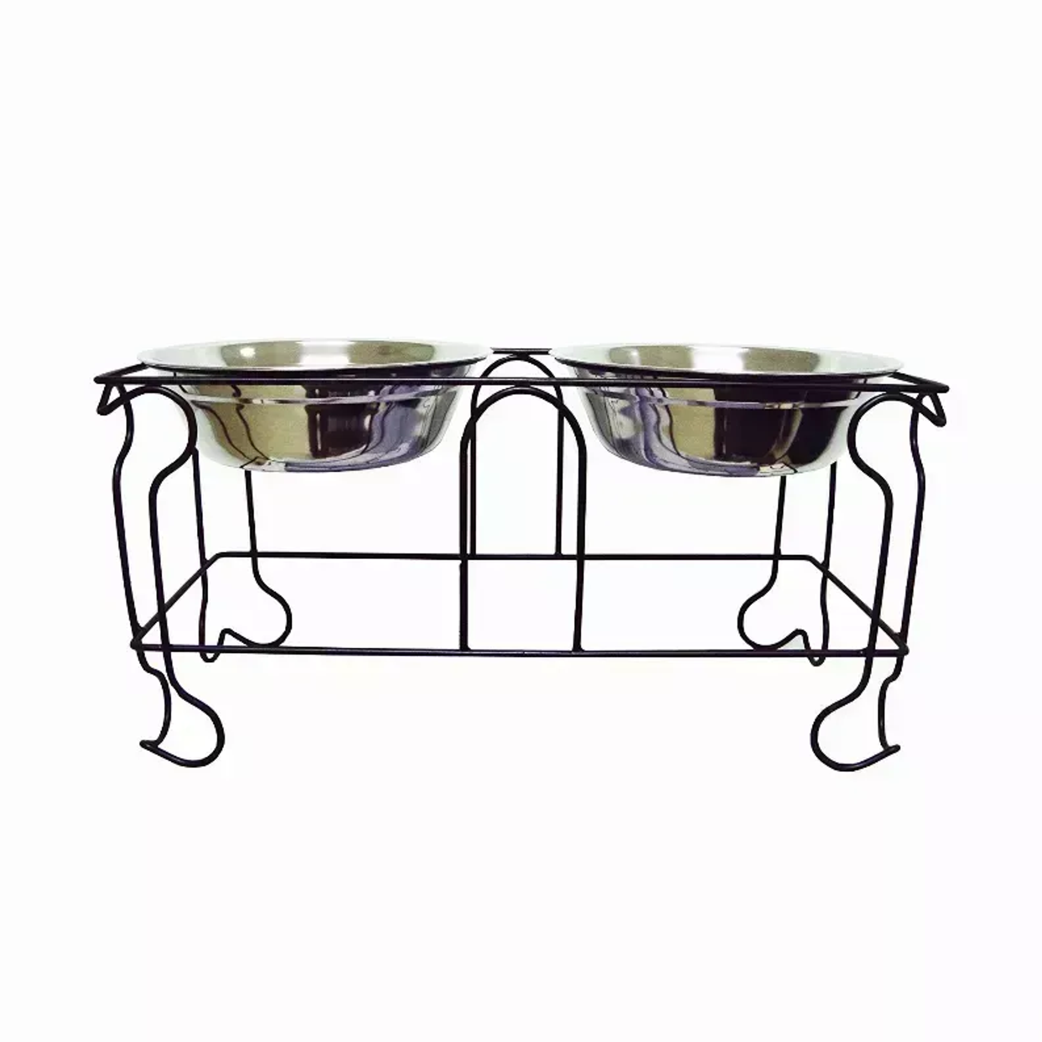 YML Wrought Iron Stand with Double Stainless Steel Feeder Bowls Image 1