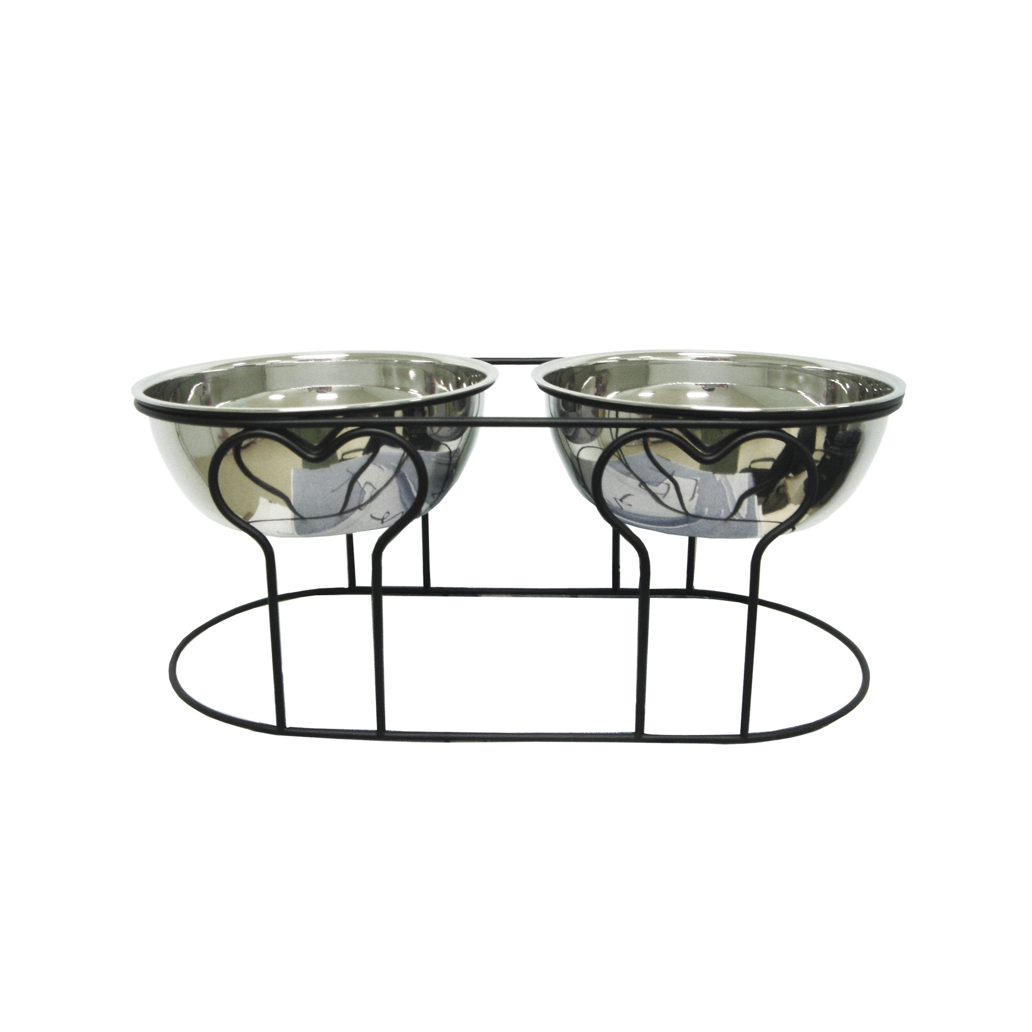 YML Wrought Iron Stand with Double Stainless Steel Feeder Bowls Image 1