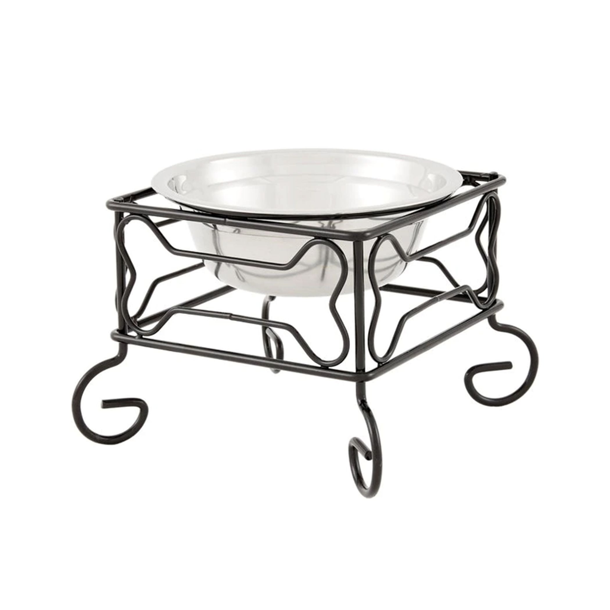 YML Wrought Iron Stand with Single Stainless Steel Feeder Bowl Image 1