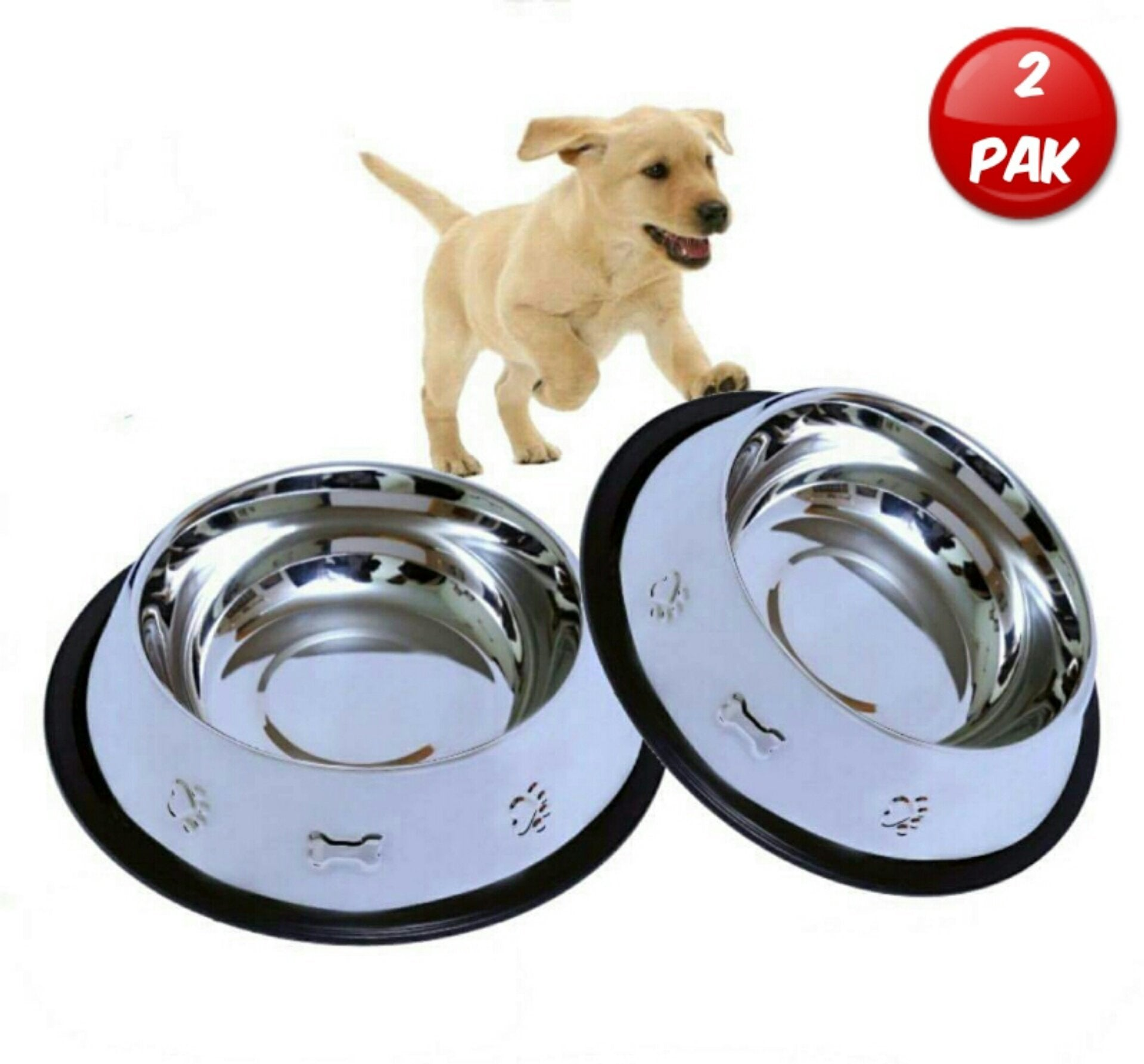 Etched Food Grade Stainless Steel Dog Bowls Image 1