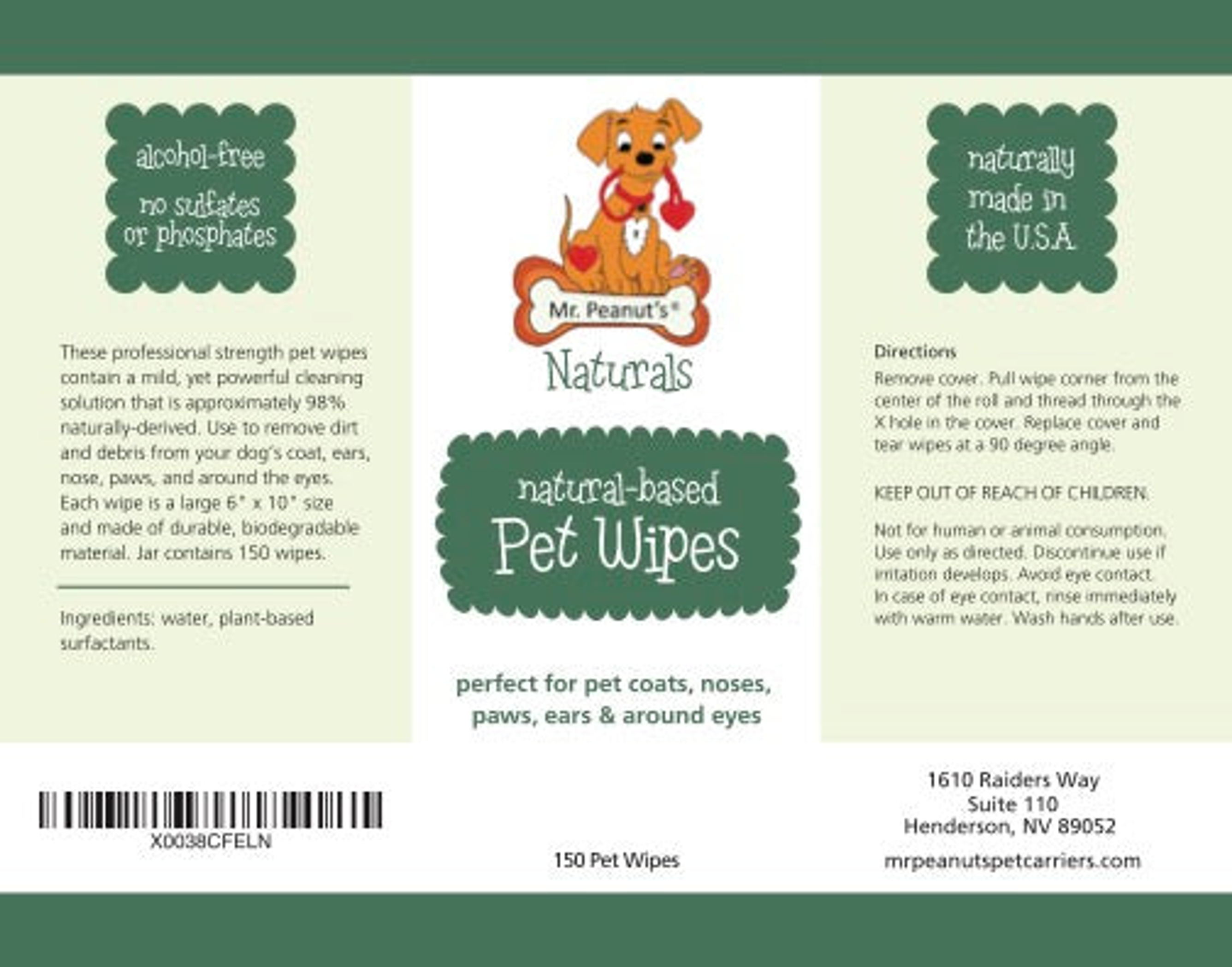 Mr. Peanut's Naturals Pet Wipes Image 1