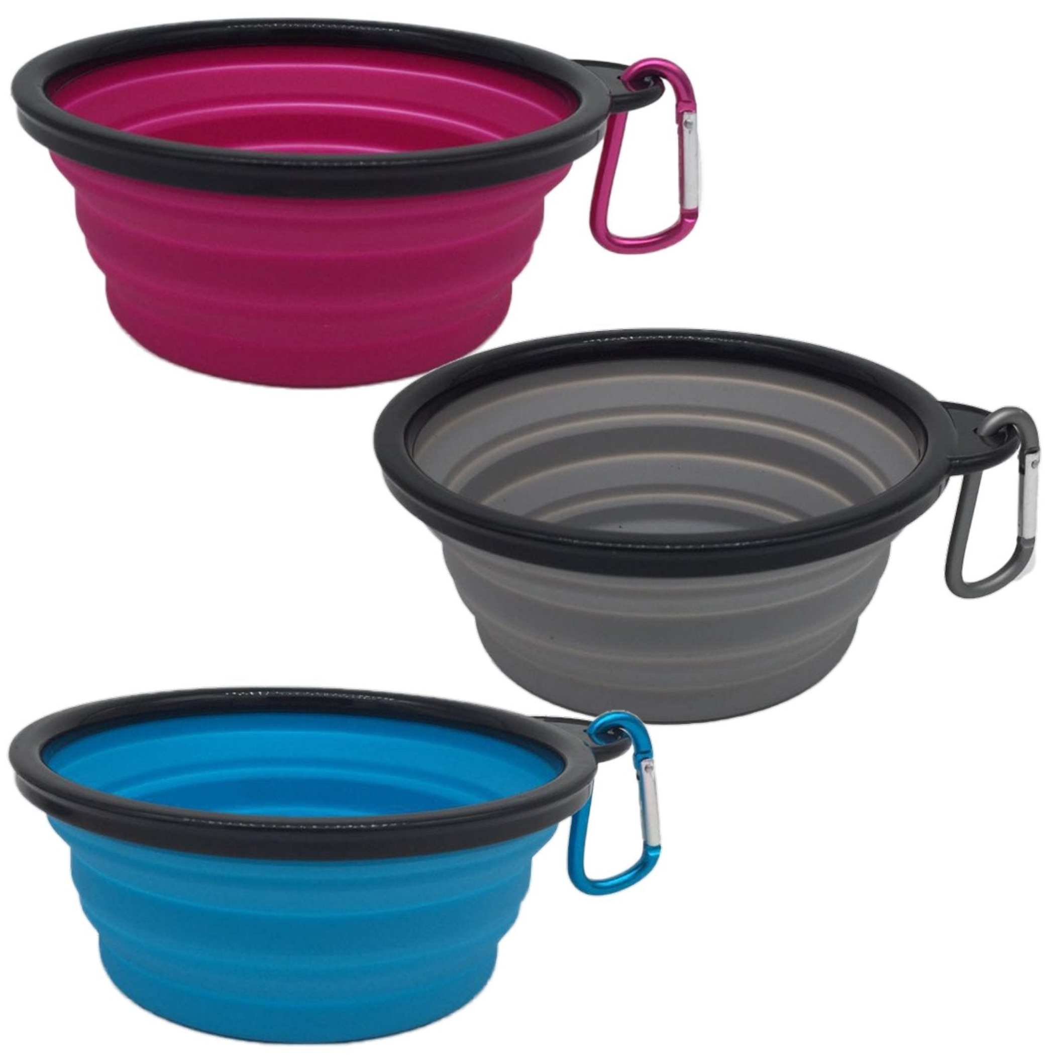 Mr. Peanut's Collapsible Silicone Bowls with Color Matched Carabiner Clips Image 1