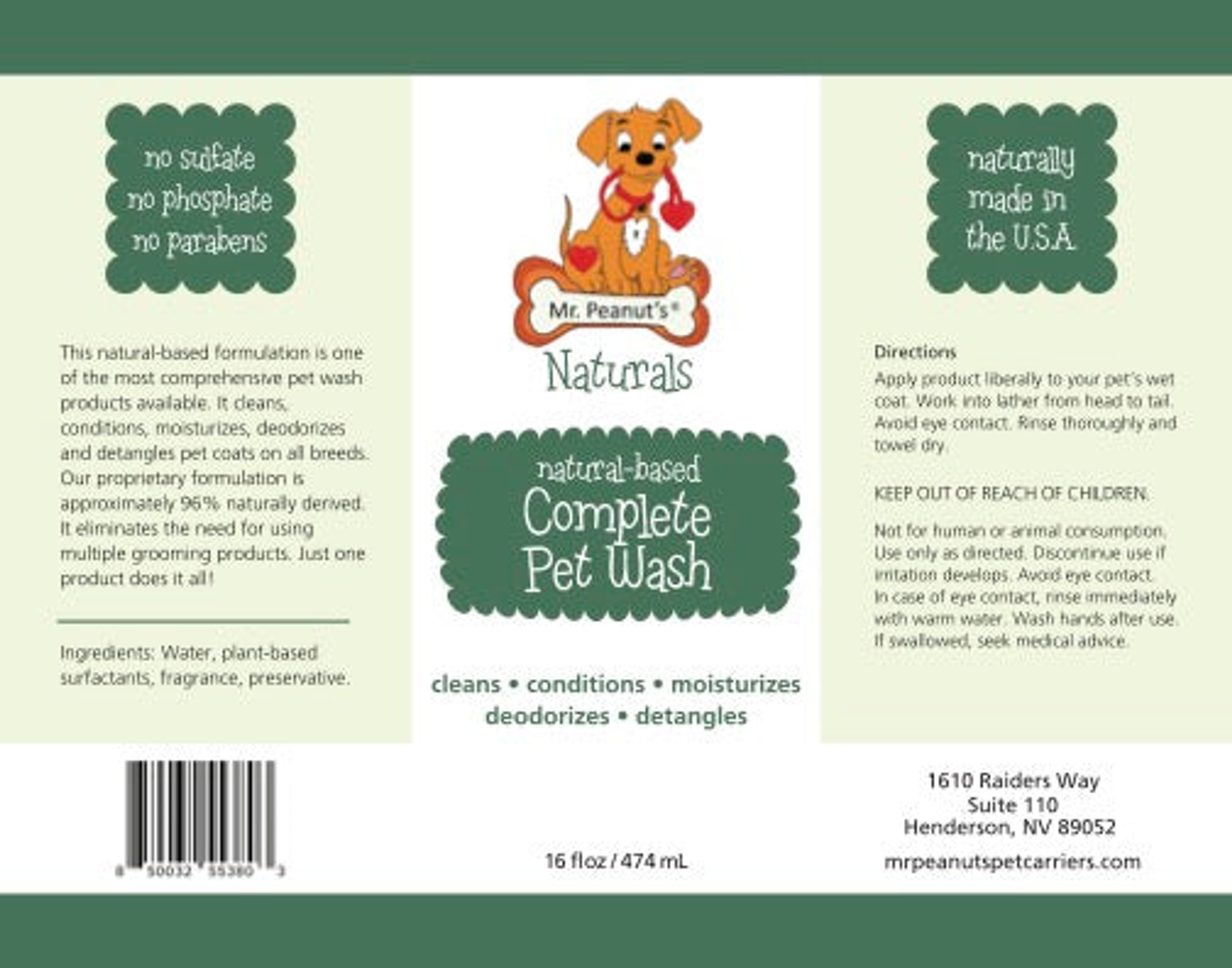 Mr. Peanut's Naturals 5 In 1 Pet Wash - Organic Dog Shampoo & Conditioner - Defense Against Dandruff, Allergies, & Itchy, Dry, Sensitive Skin Image 1