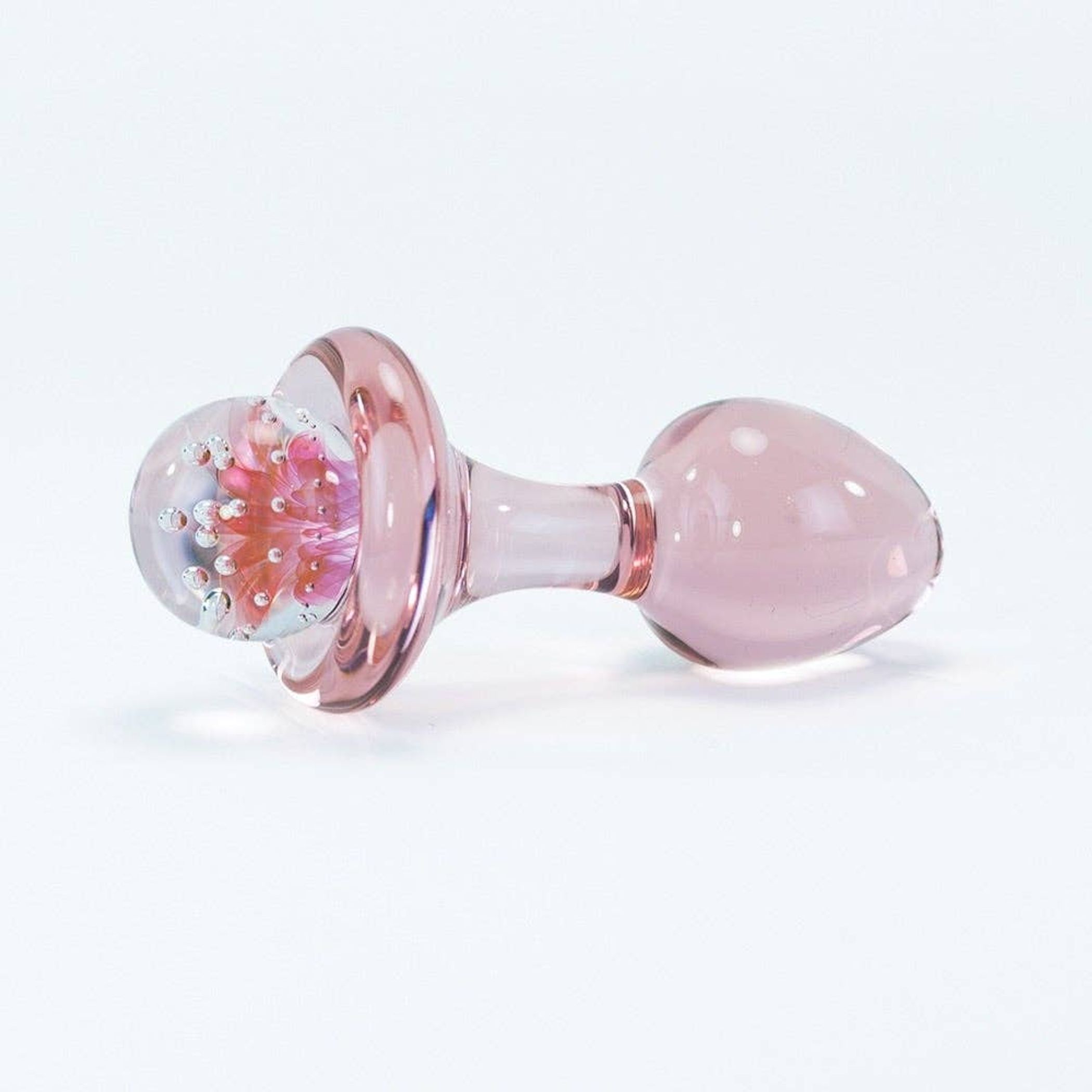 Crystal Delights Pink Flower Glass Anal Plug