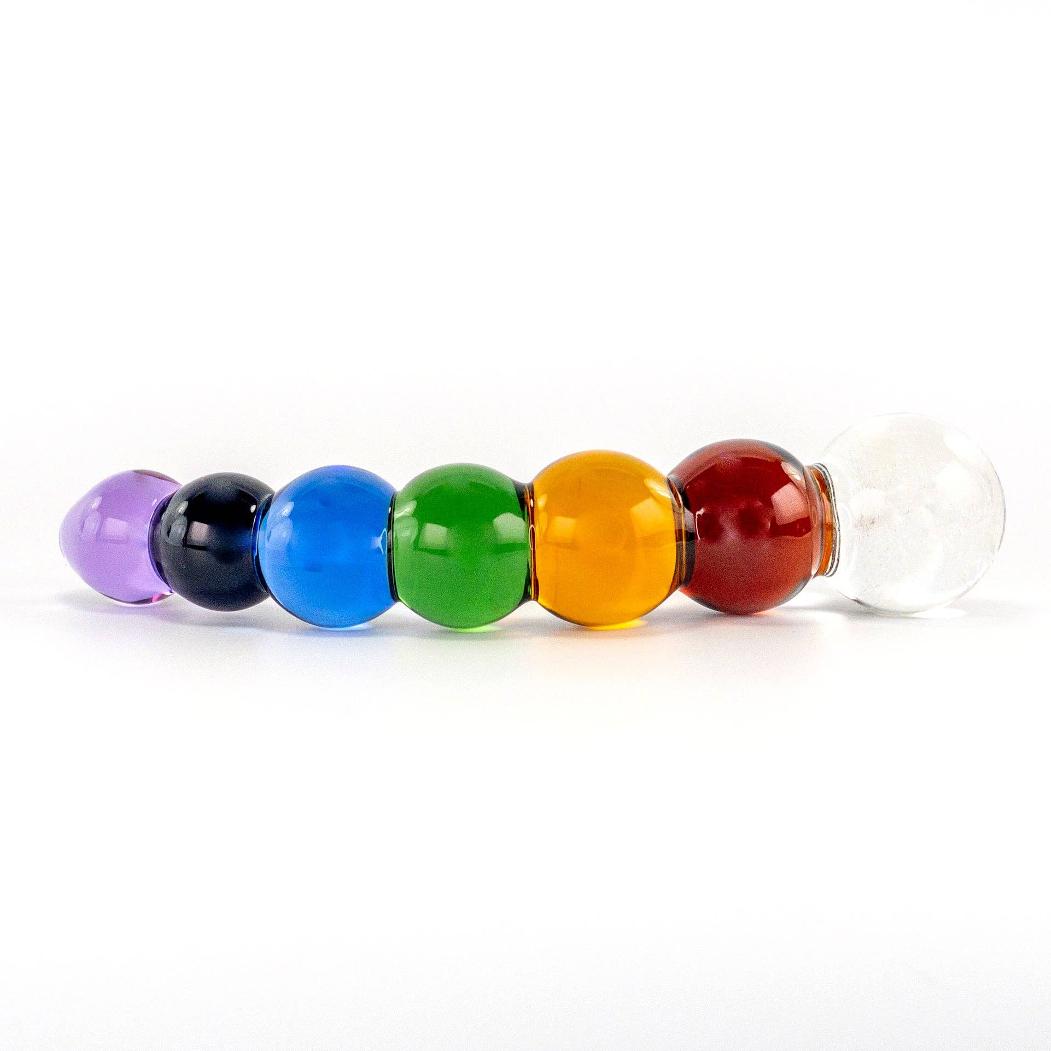 Rainbow Bubble Glass Dildo with Dichroic Bulb by Crystal Delights