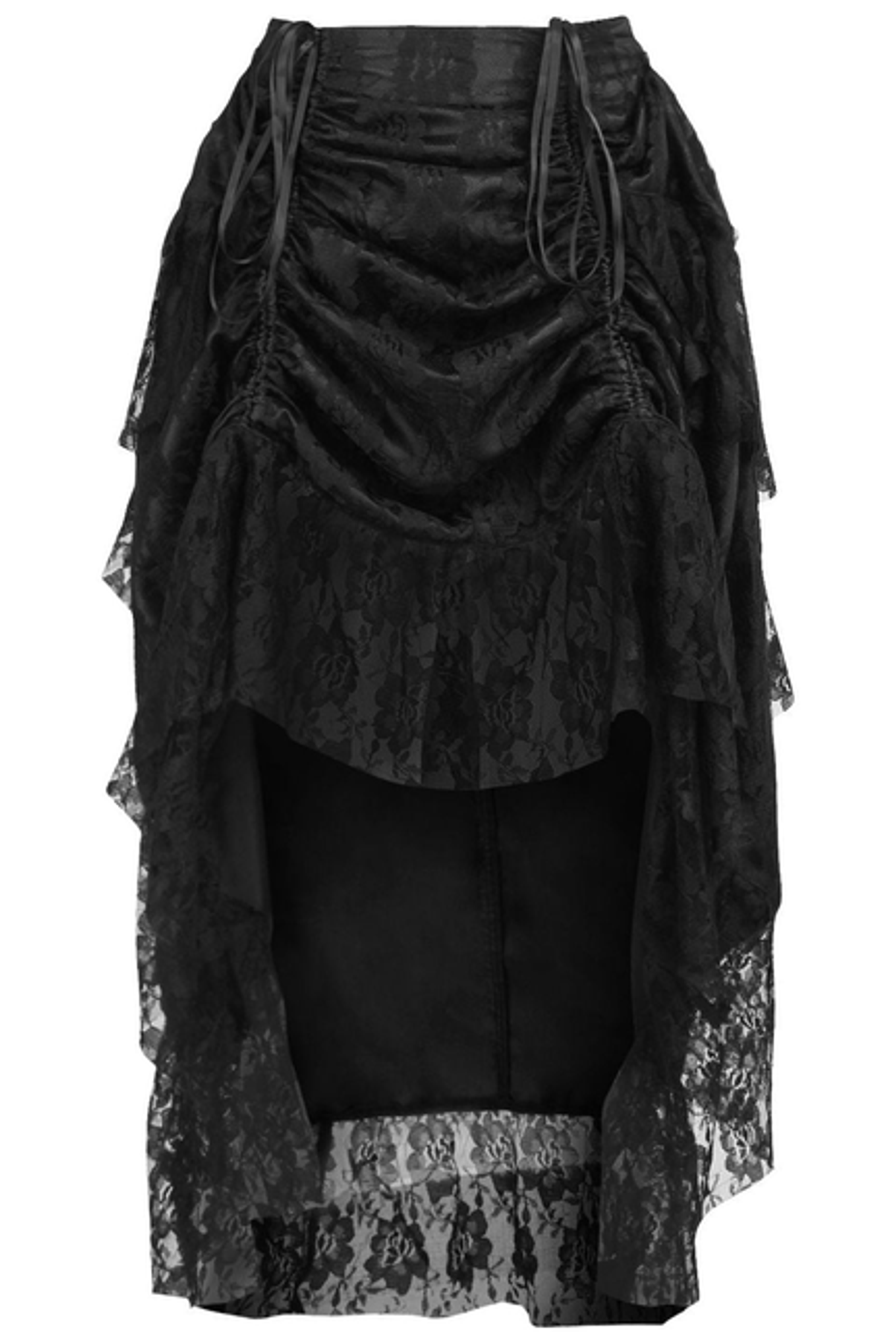 Black Lace Adjustable High-Low Bustle Skirt