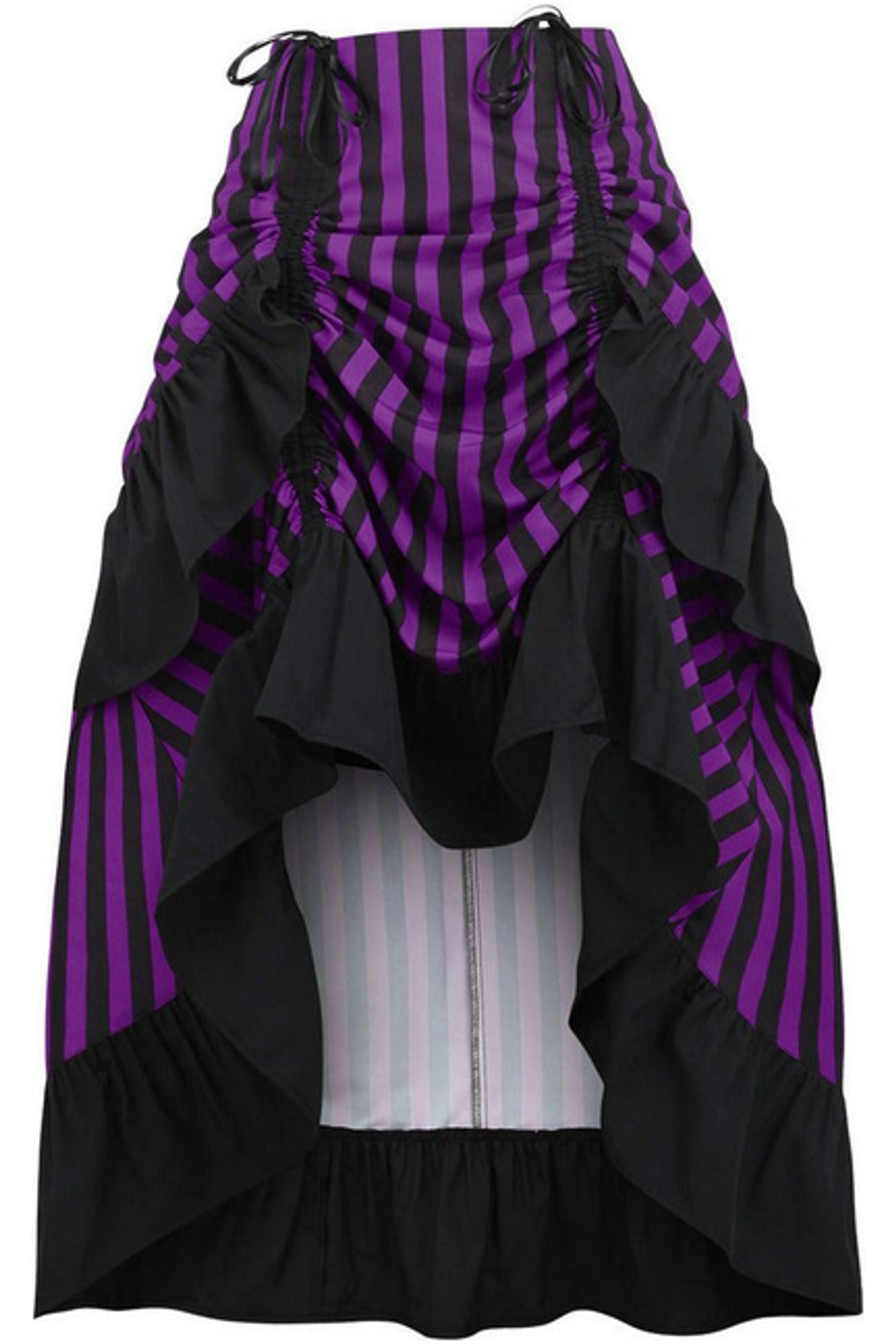Black Purple Stripe Adjustable High-Low Skirt