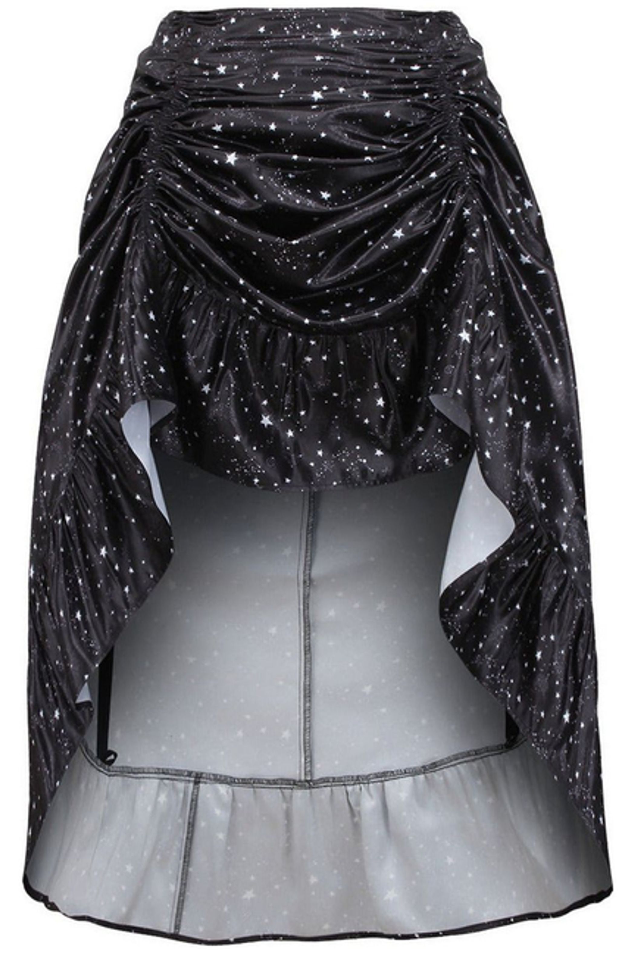 Celestial Print Satin High-Low Skirt