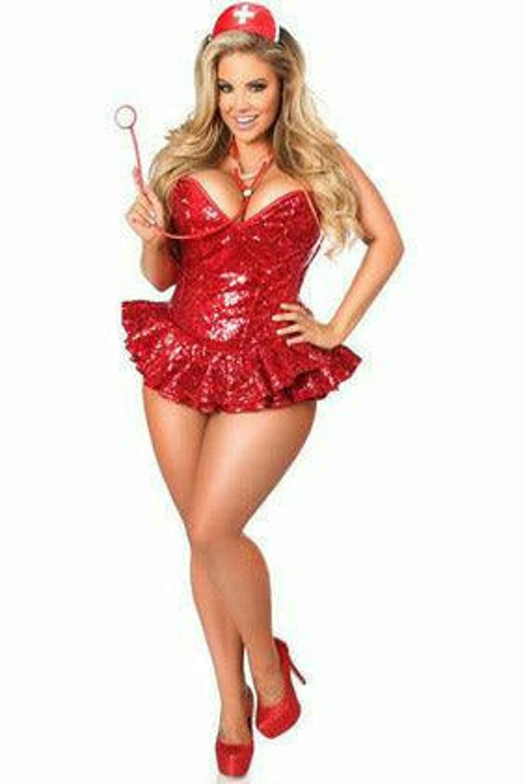 Premium Sequin Nurse Corset Dress Costume